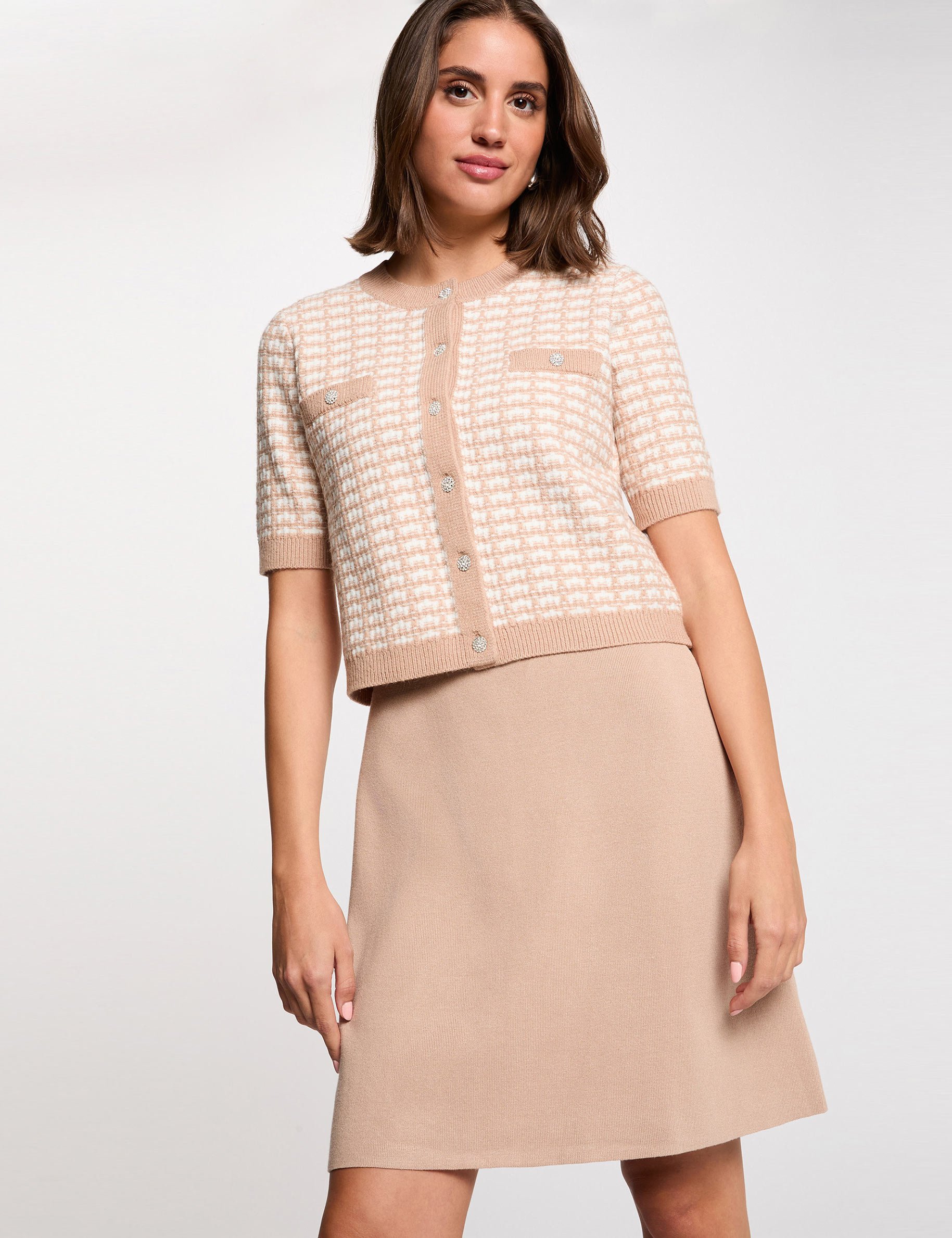 Robe courte 2-en-1 taupe femme