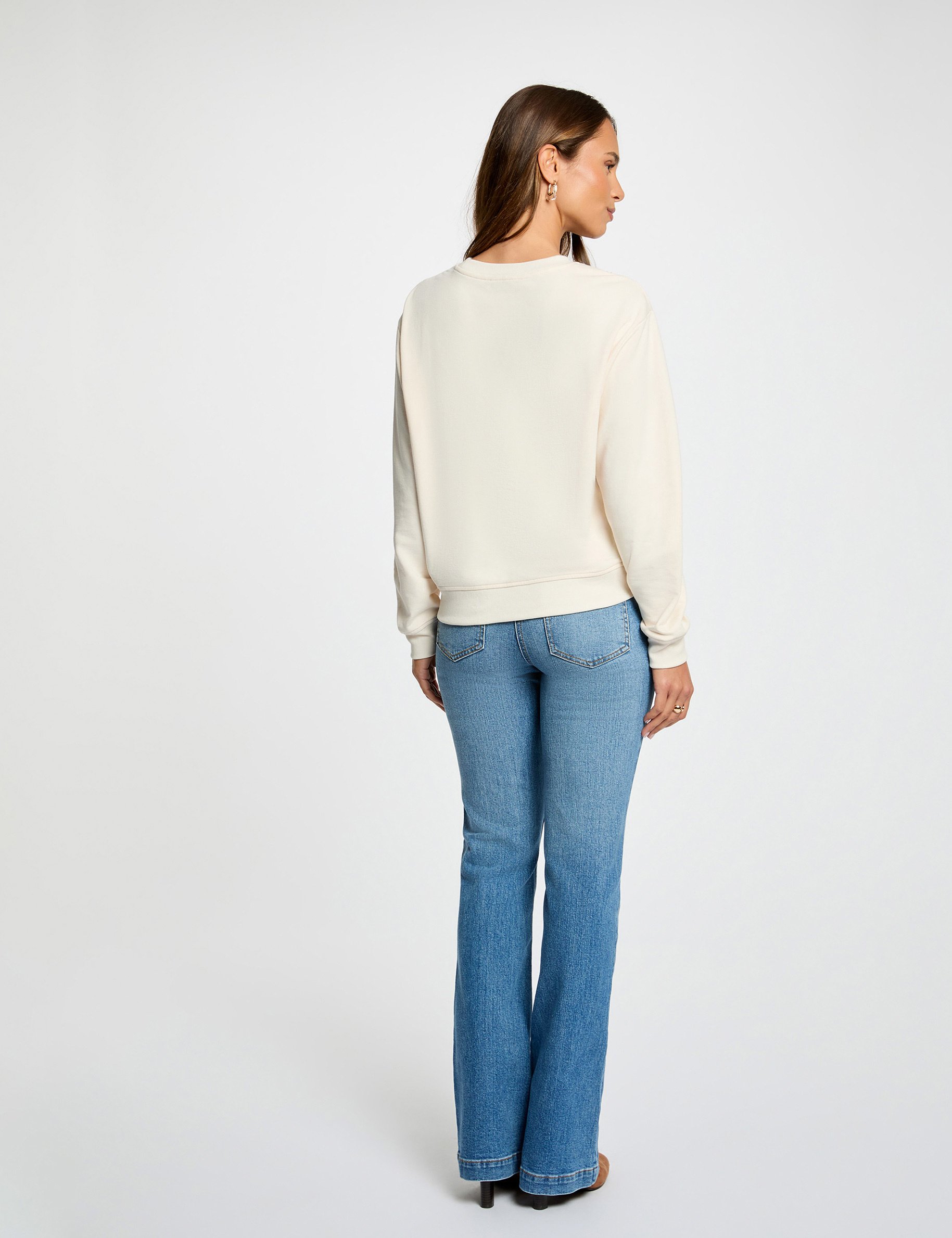 T-shirt met lange mouwen ivoor vrouw