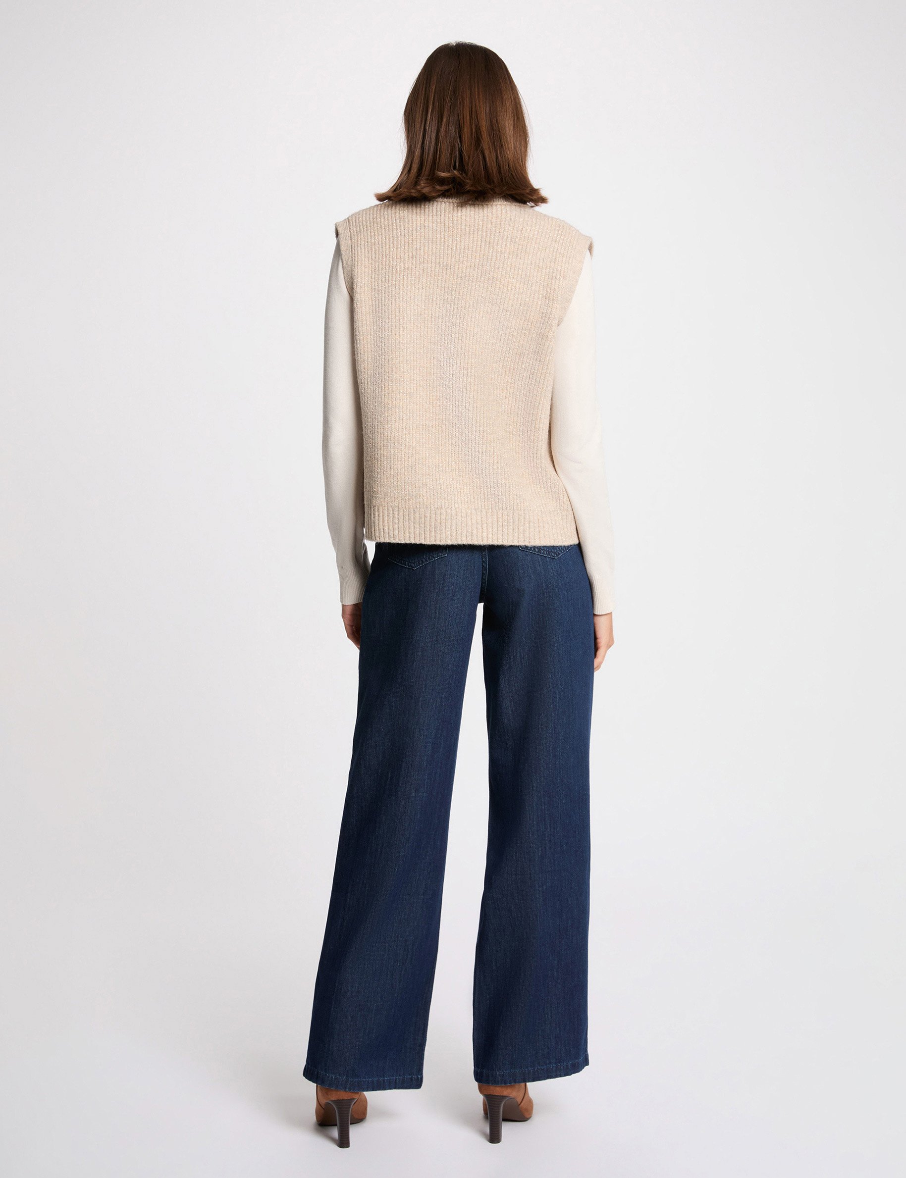 Gilet sans manches creme femme