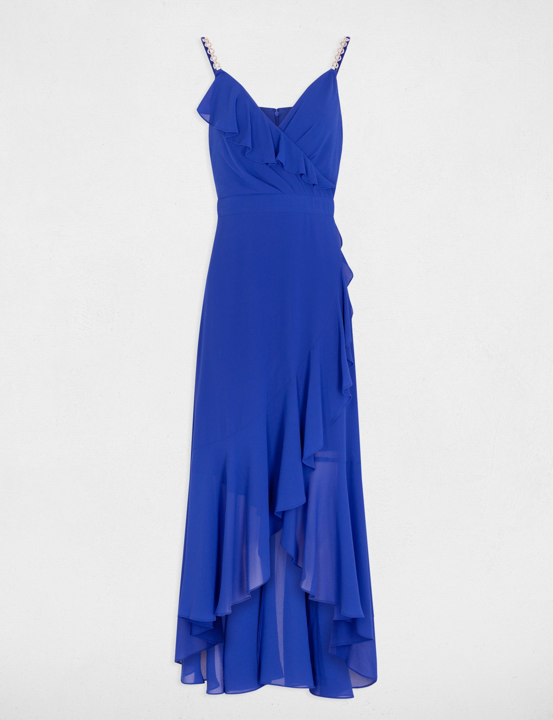 Robe longue portefeuille bleu electrique femme
