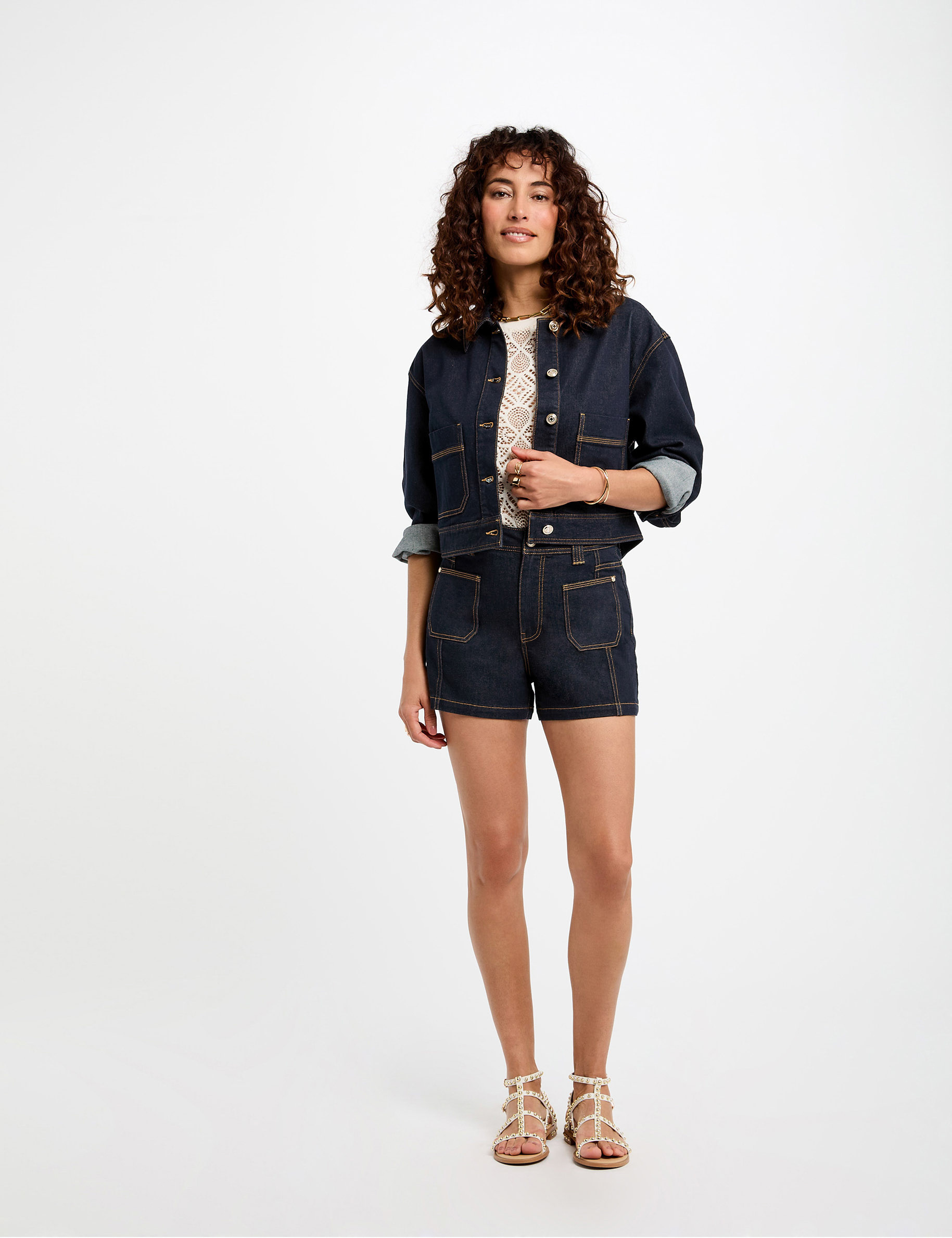 kort jeansjack ruw denim vrouw Kort jeansjack ruw denim vrouw