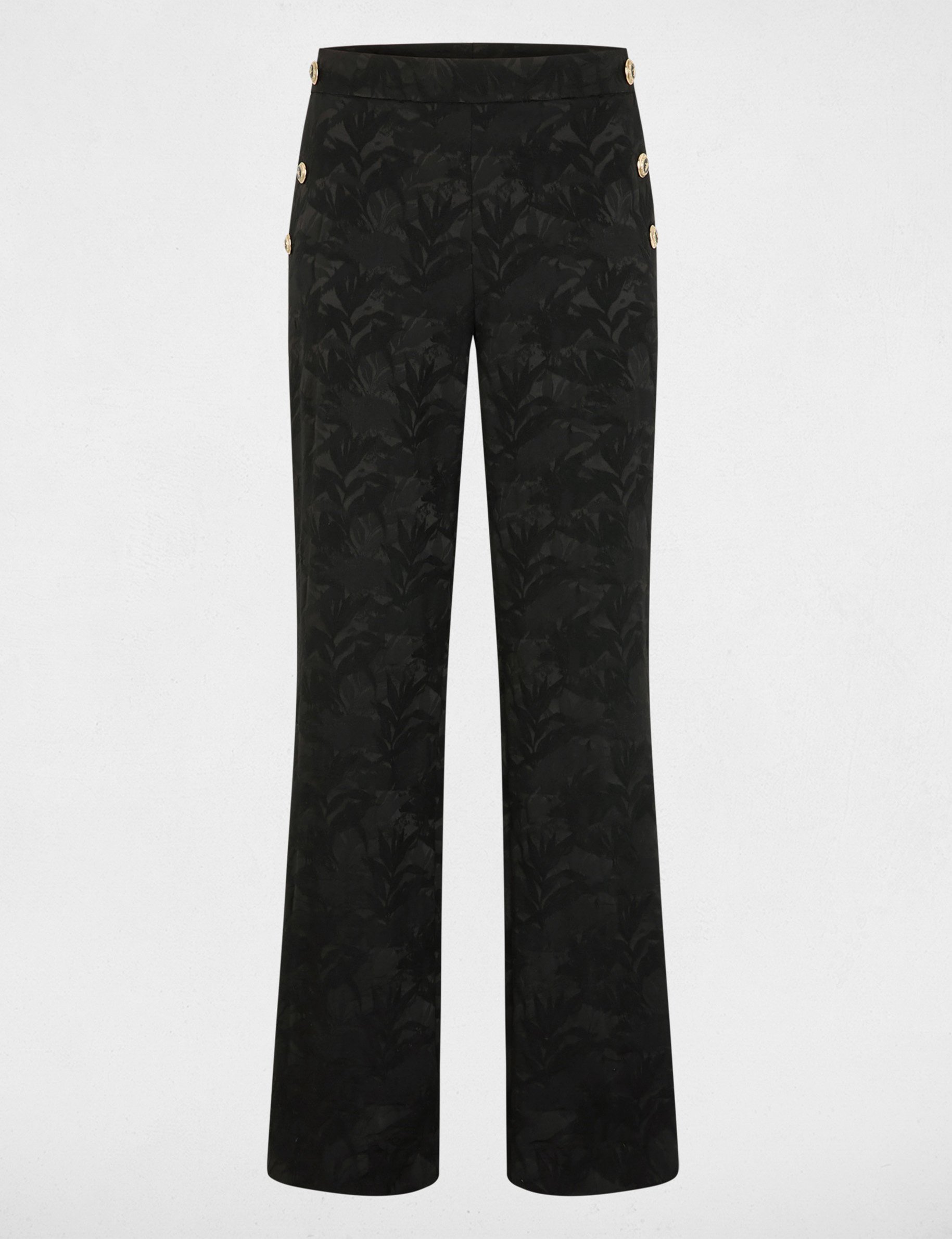 Slim-fit broek met hoge taille zwart vrouw