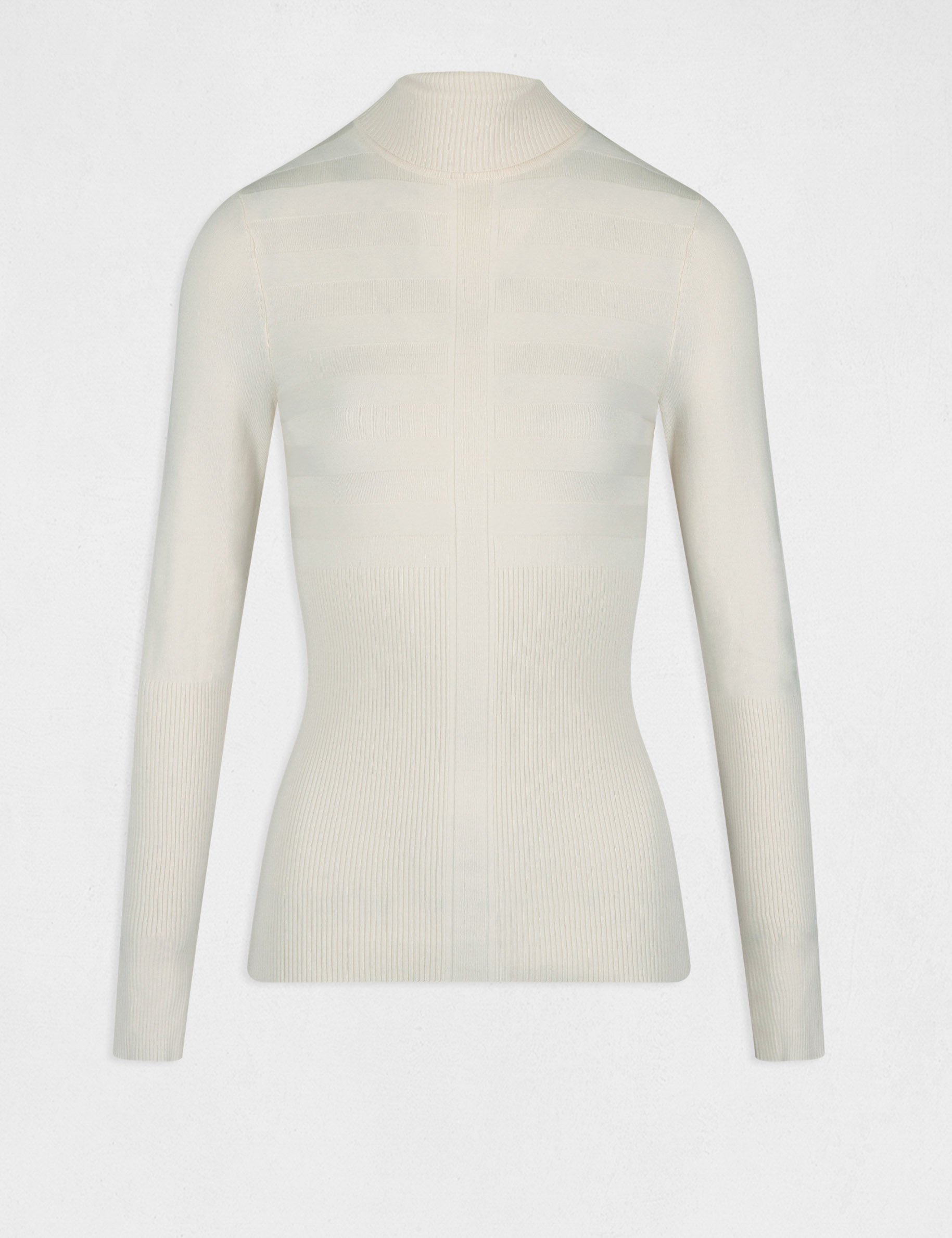 Pull manches longues &agrave; col roul&eacute; ivoire femme