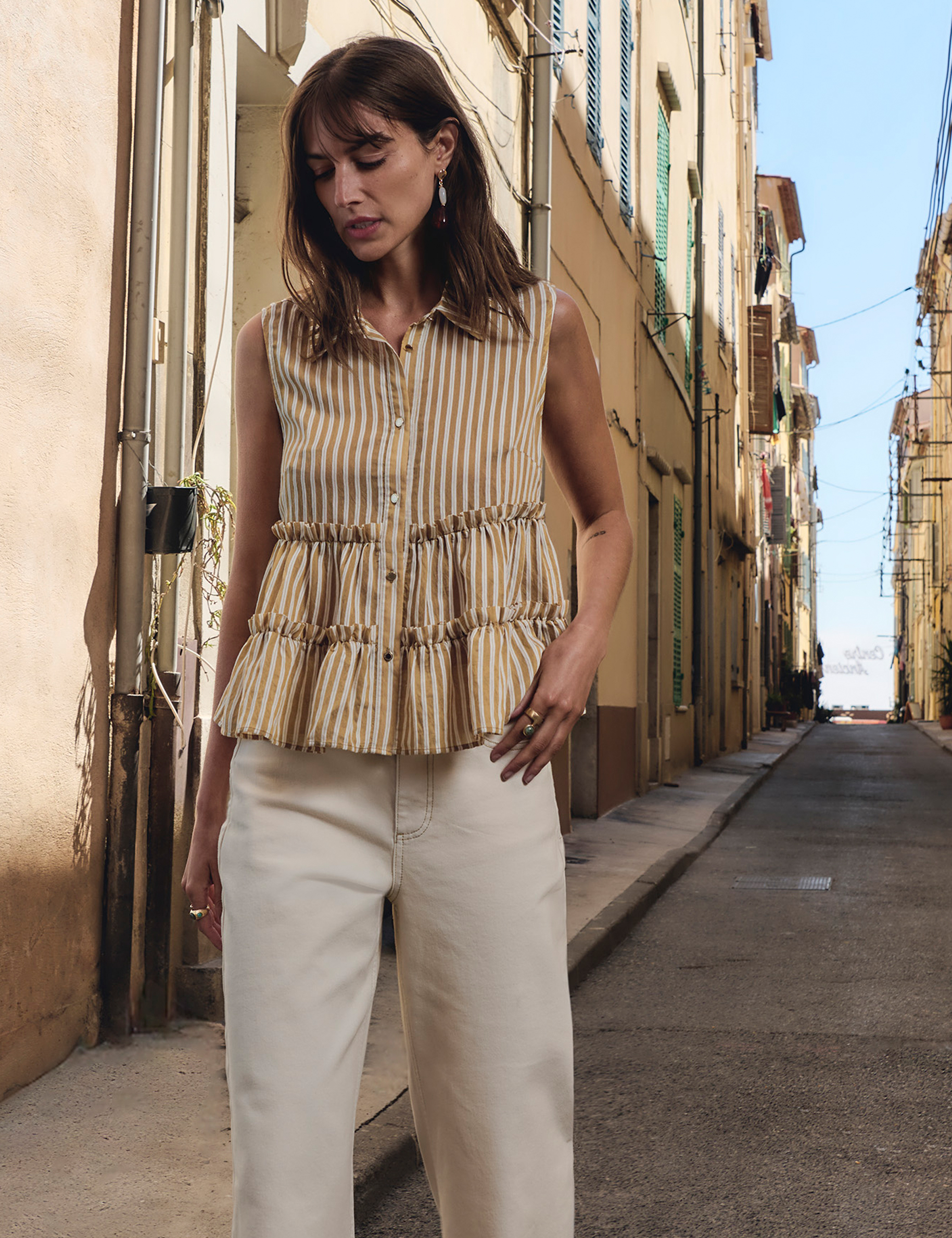 Chemise sans manches ray&eacute;e multicolore femme