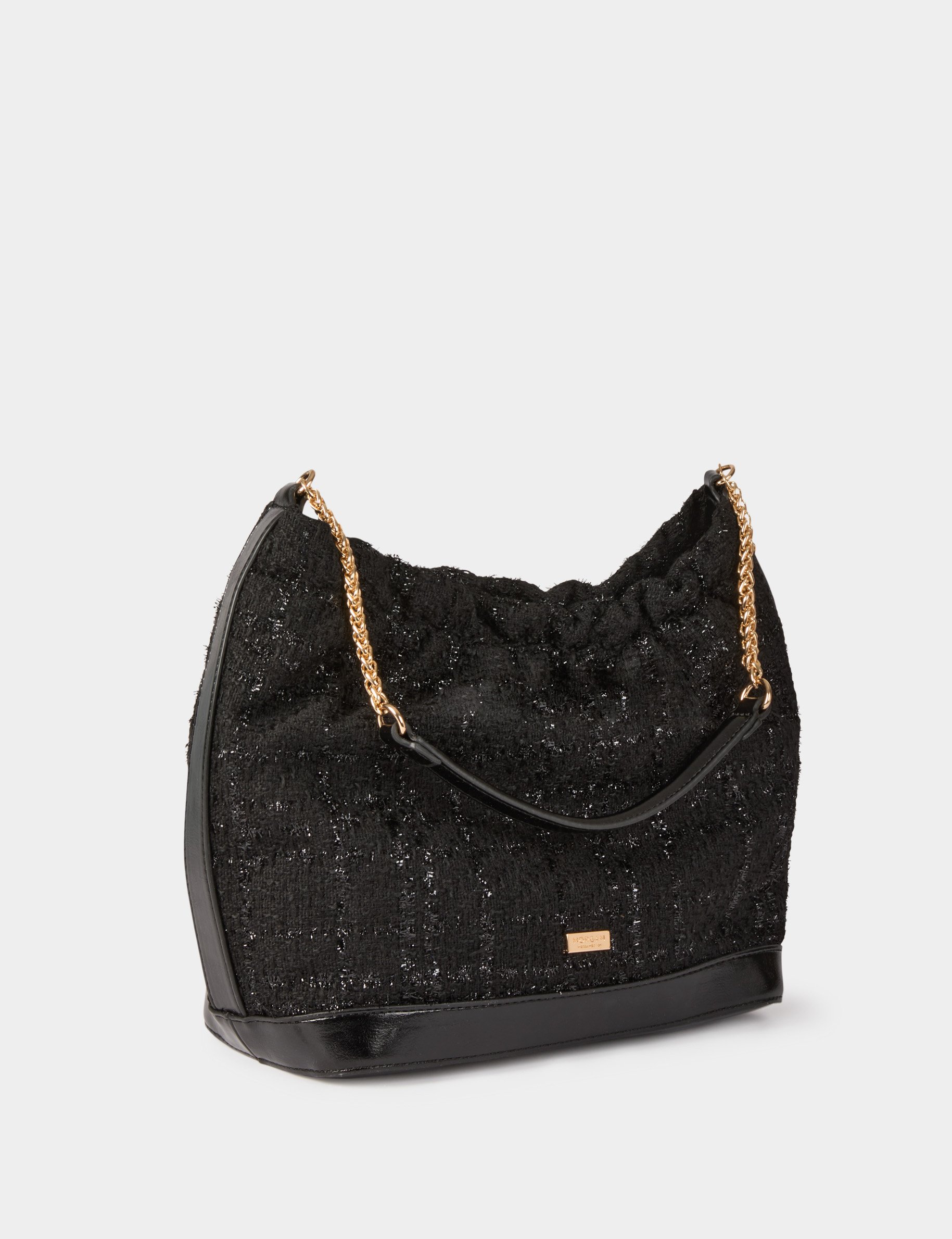 Sac tweed métallisé noir femme