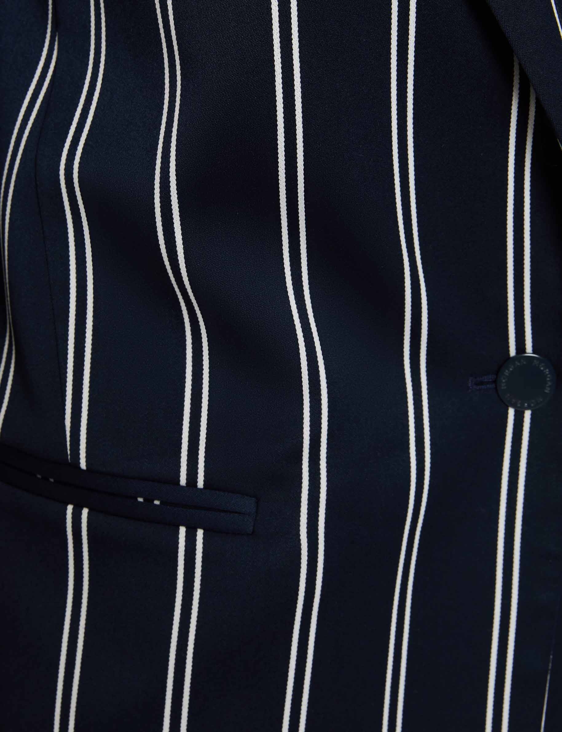 Gestreepte blazer met reverskraag marineblauw vrouw
