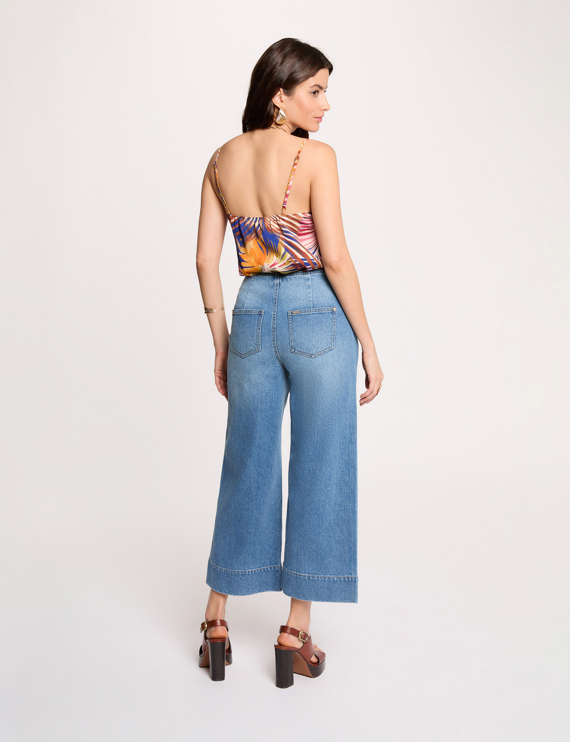 Getailleerde top met V-hals meerkleurig vrouw