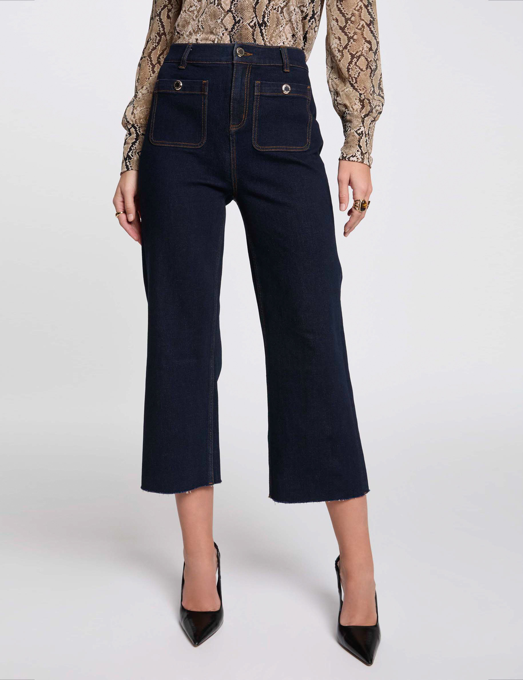 pantalon jambe large 78eme denim brut femme Pantalon jambe large 7/8ème denim brut femme