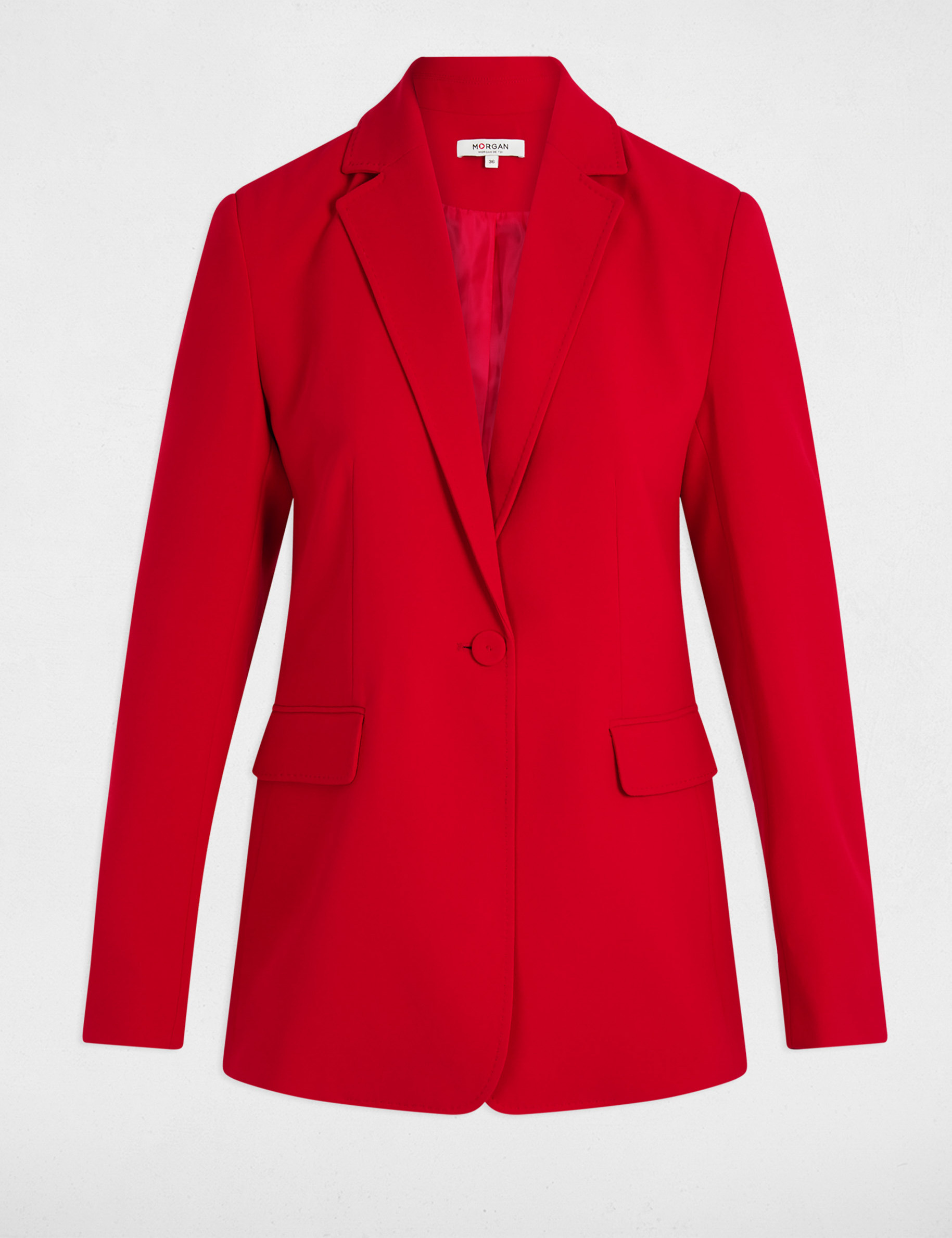 getailleerde blazer met knopen rood vrouw Getailleerde blazer met knopen rood vrouw