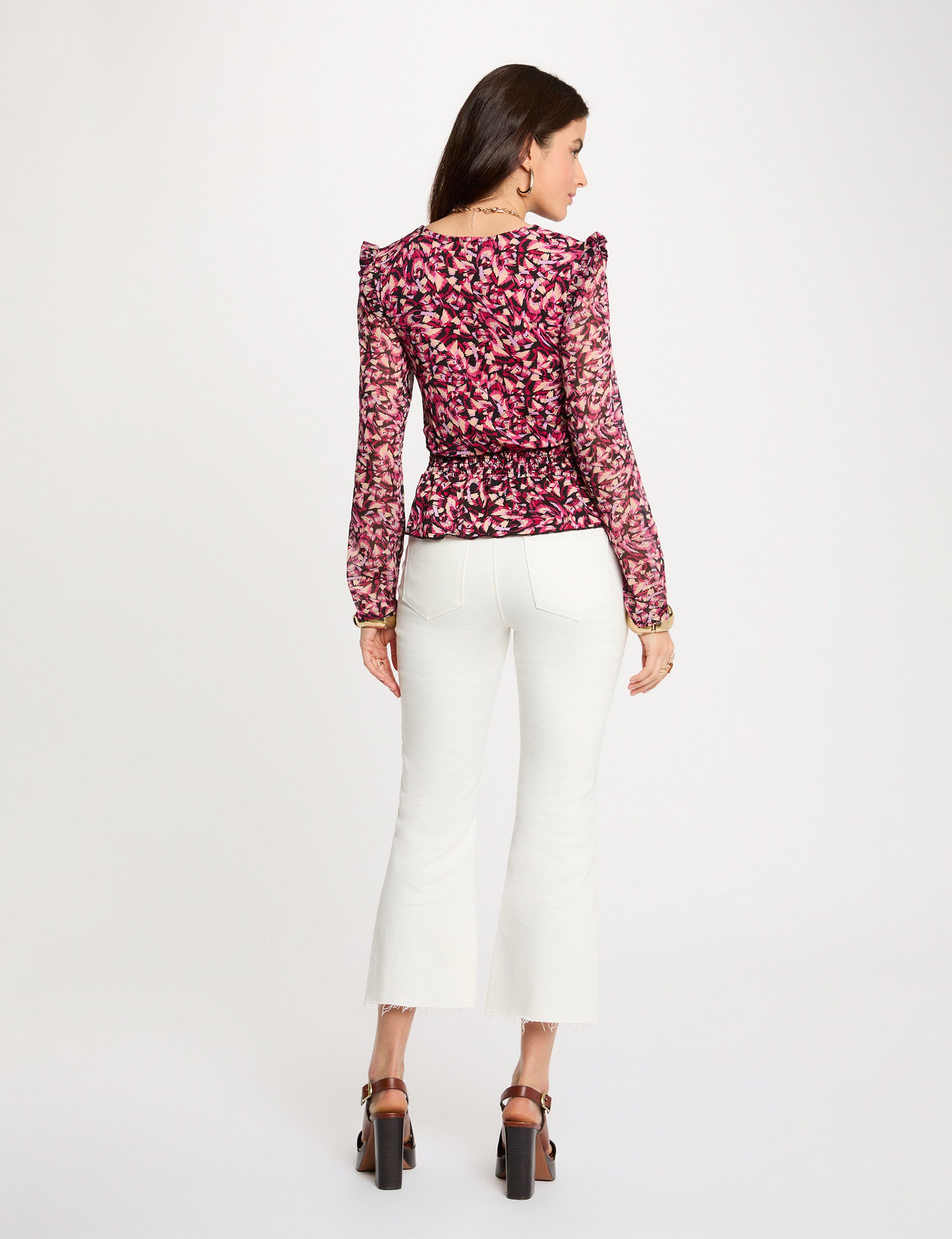 Getailleerd T-shirt met hoge hals meerkleurig vrouw