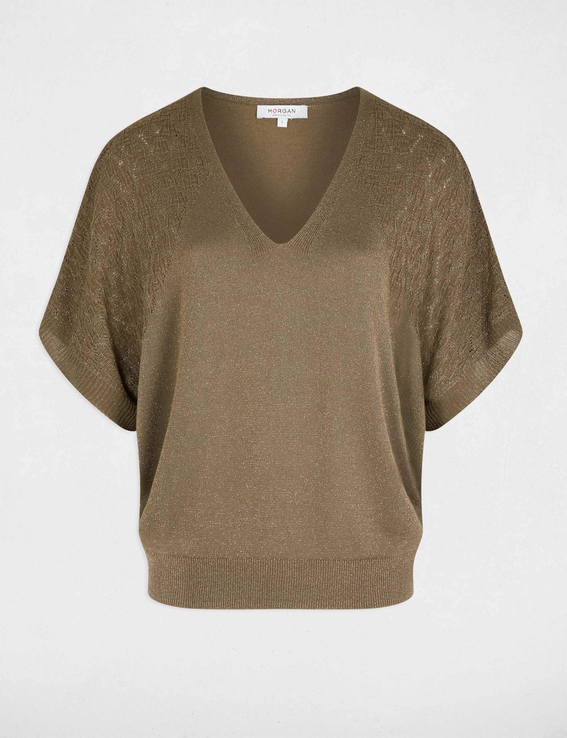 Oversized V-hals trui brons vrouw