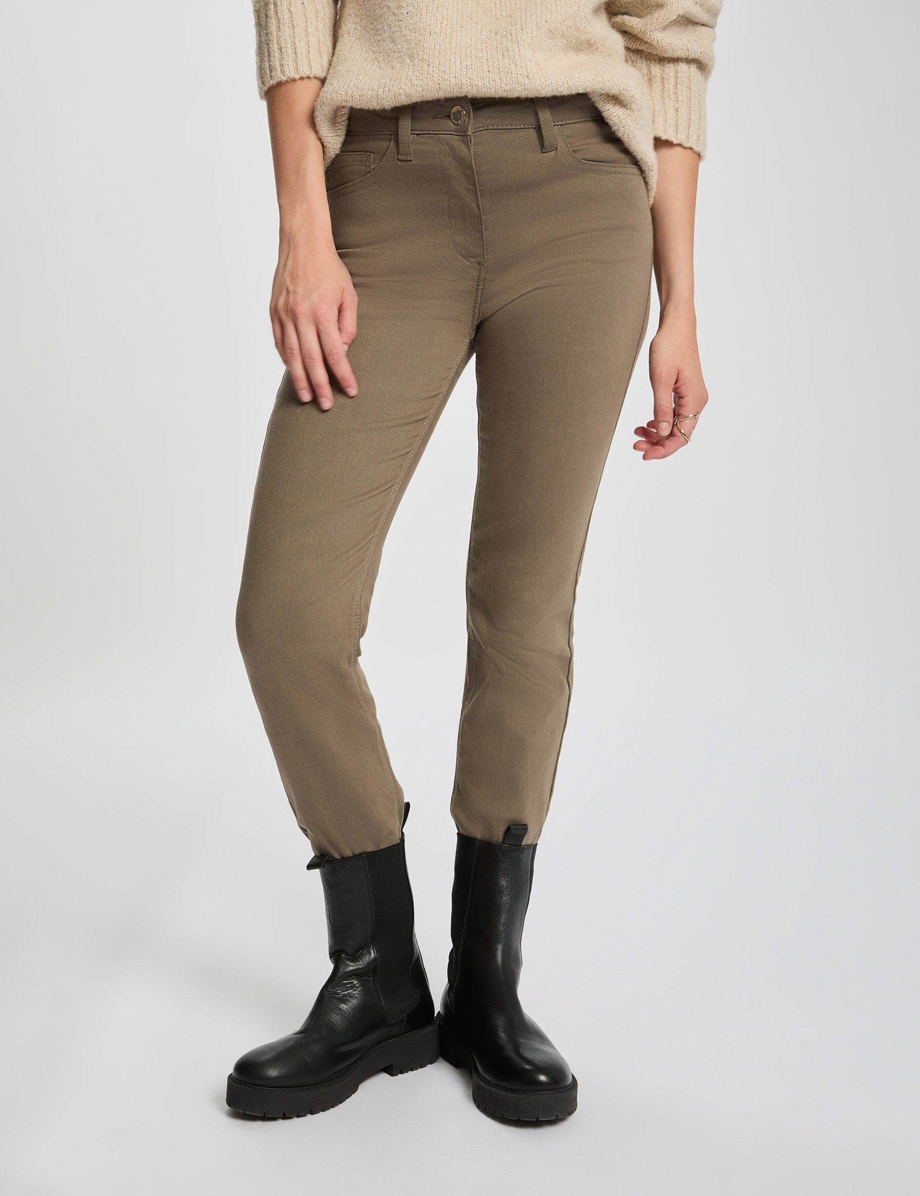 Pantalon droit vert kaki femme
