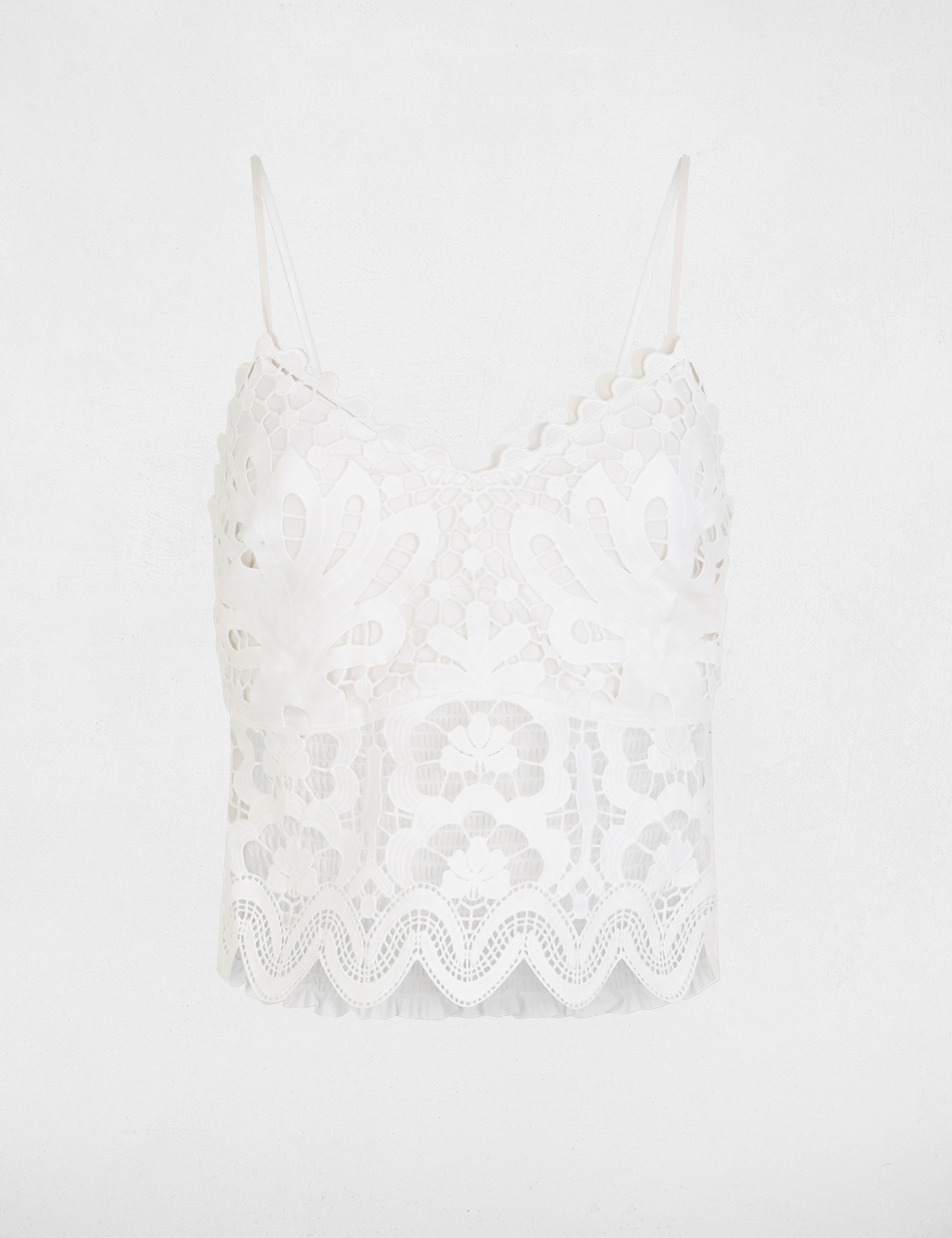 Crop top met fijne bandjes helder wit vrouw