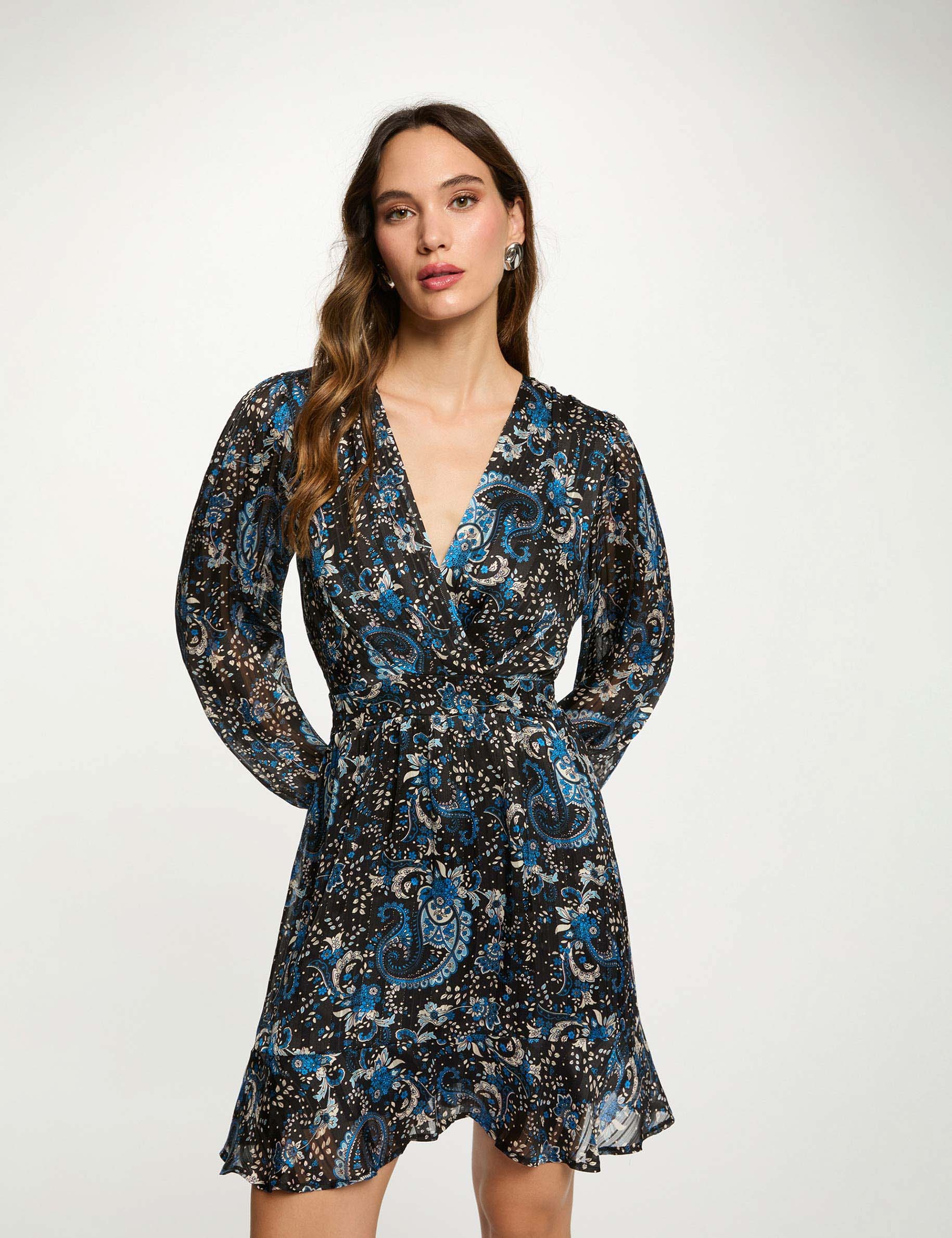 Robe courte cache coeur multicolore femme