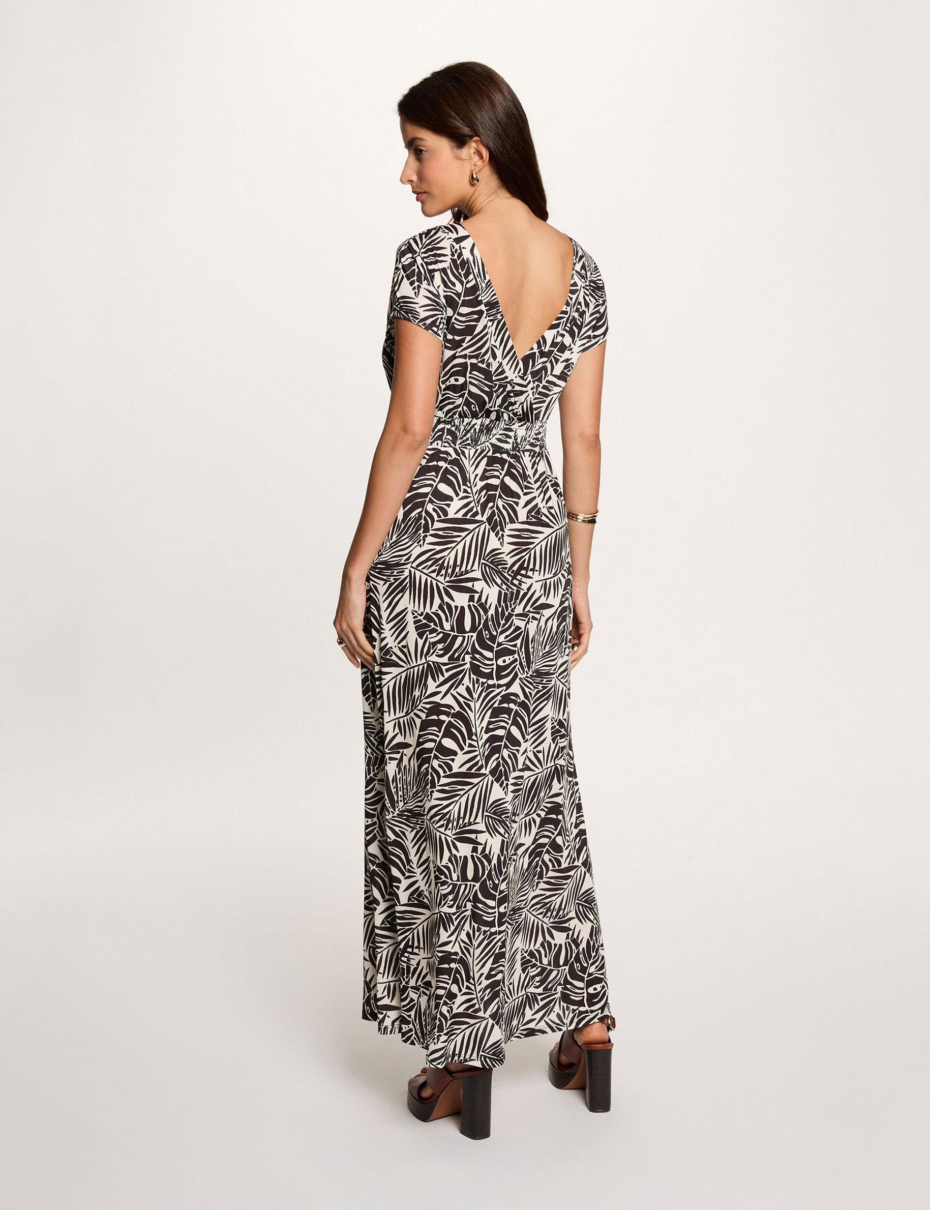 Robe longue fluide multicolore femme