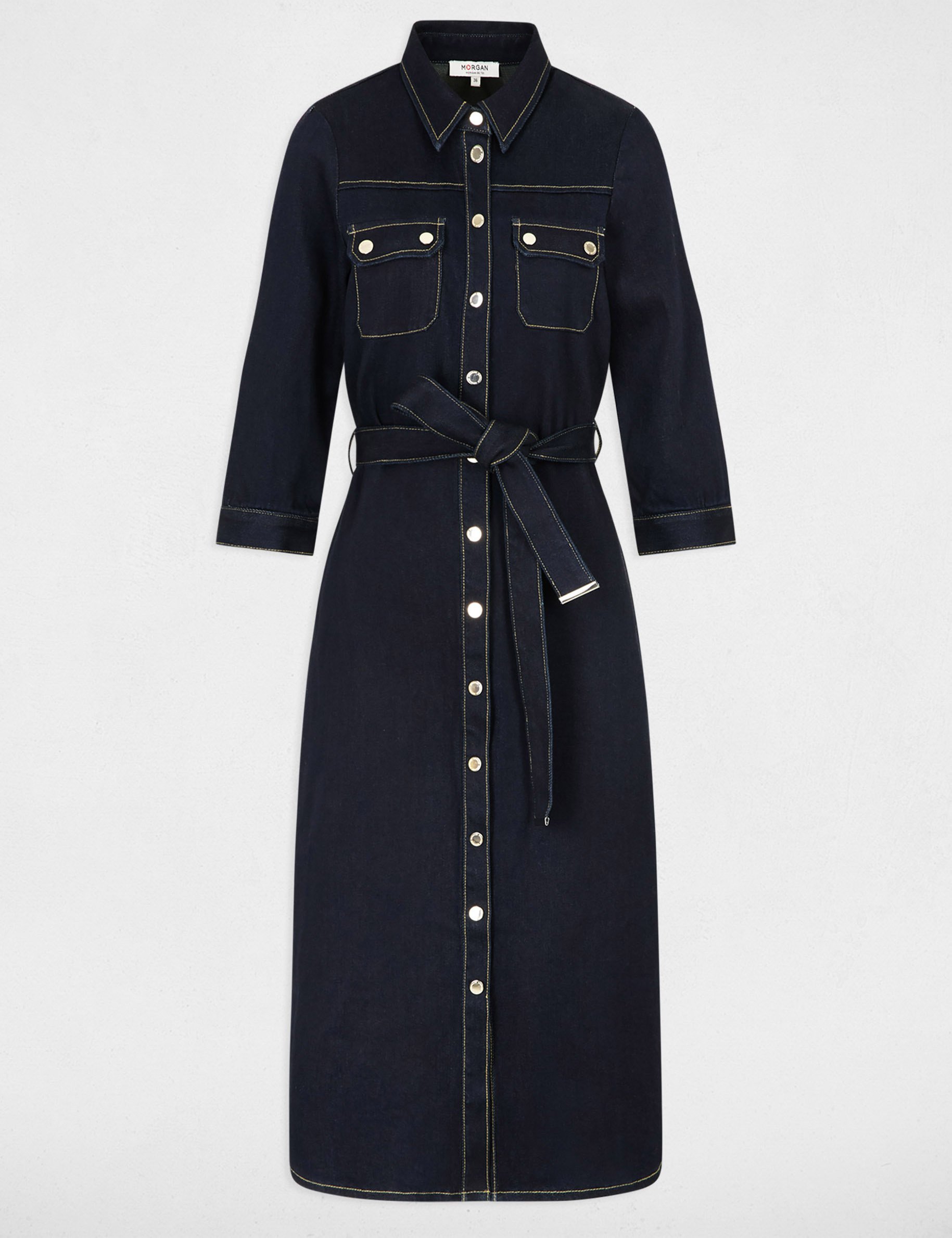 robe 34 boutonnee denim brut femme Robe 3/4 boutonnée denim brut femme