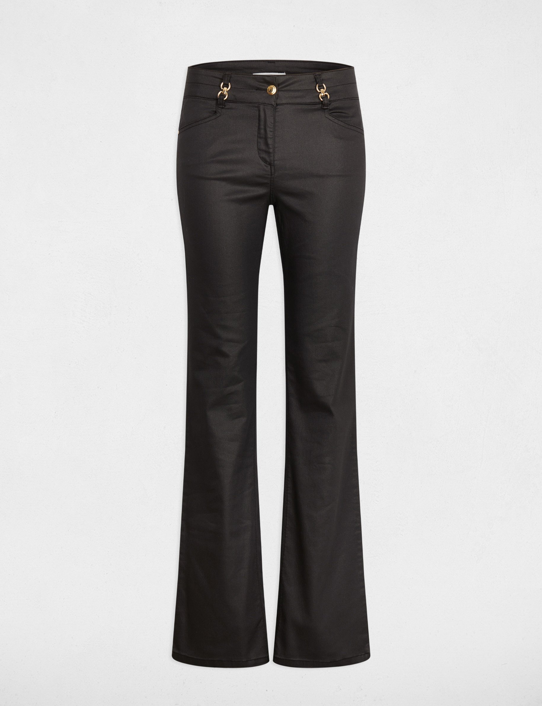 pantalon bootcut enduit noir femme Pantalon bootcut enduit noir femme