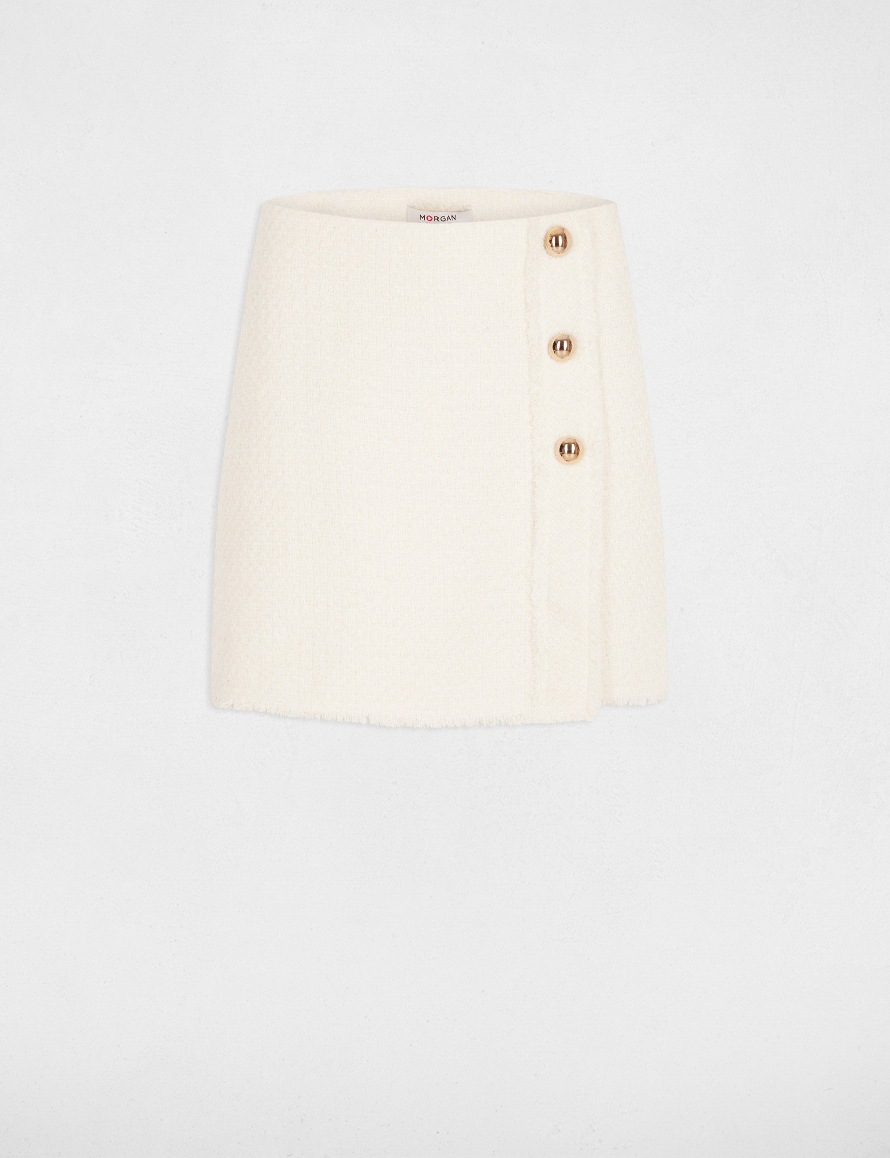 Nauwsluitende korte rok ivoor vrouw