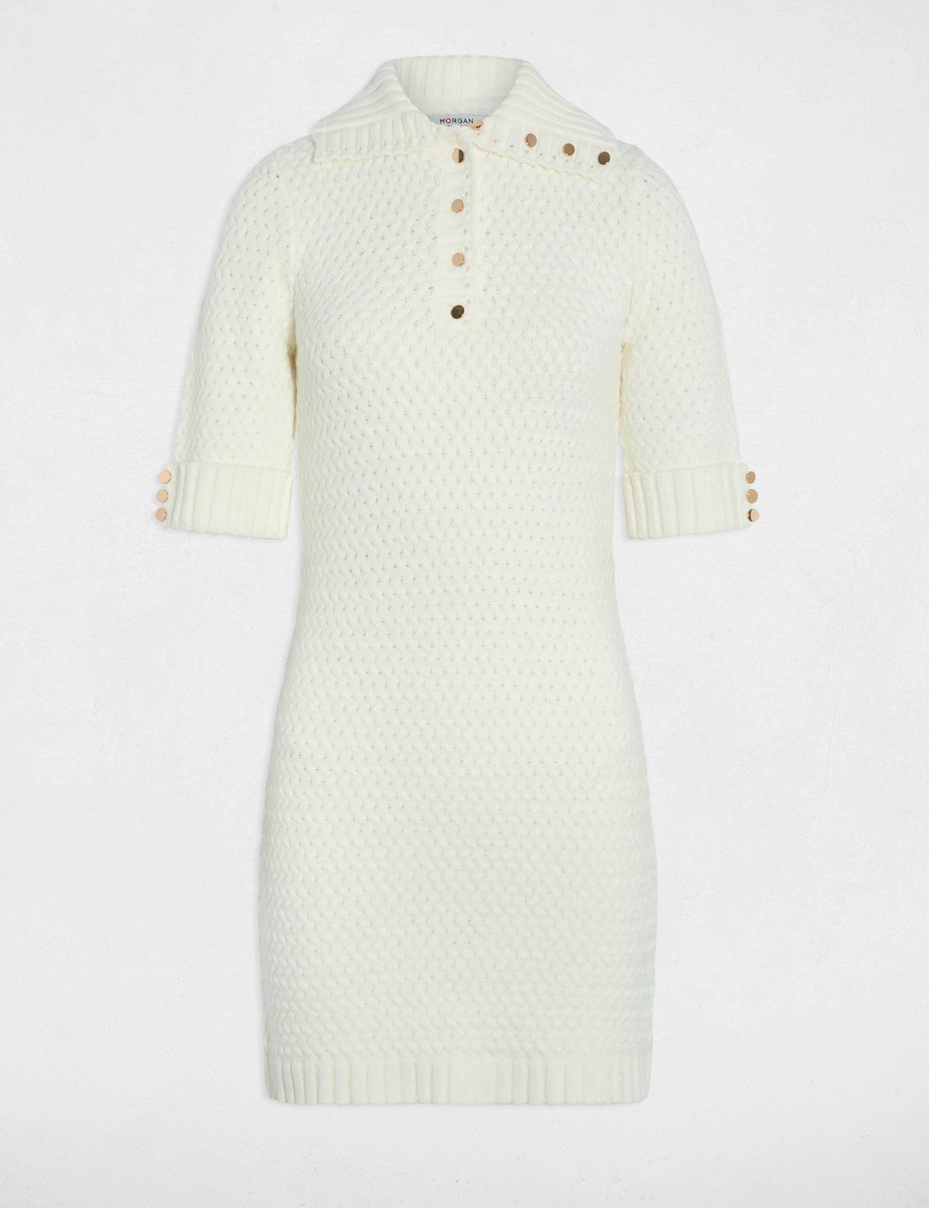 Robe courte col camionneur blanc femme