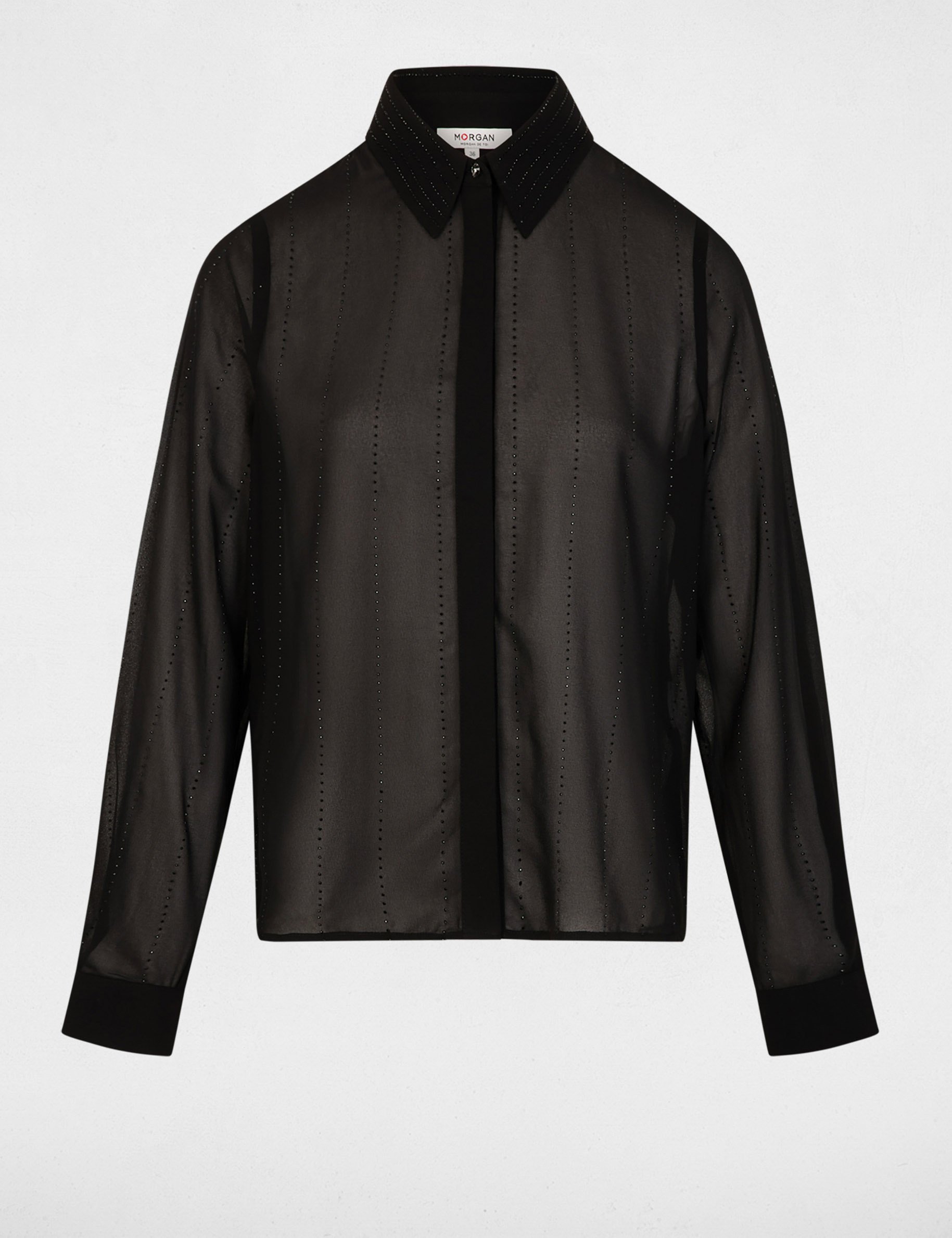 chemise droite strass noir femme zwart vrouw