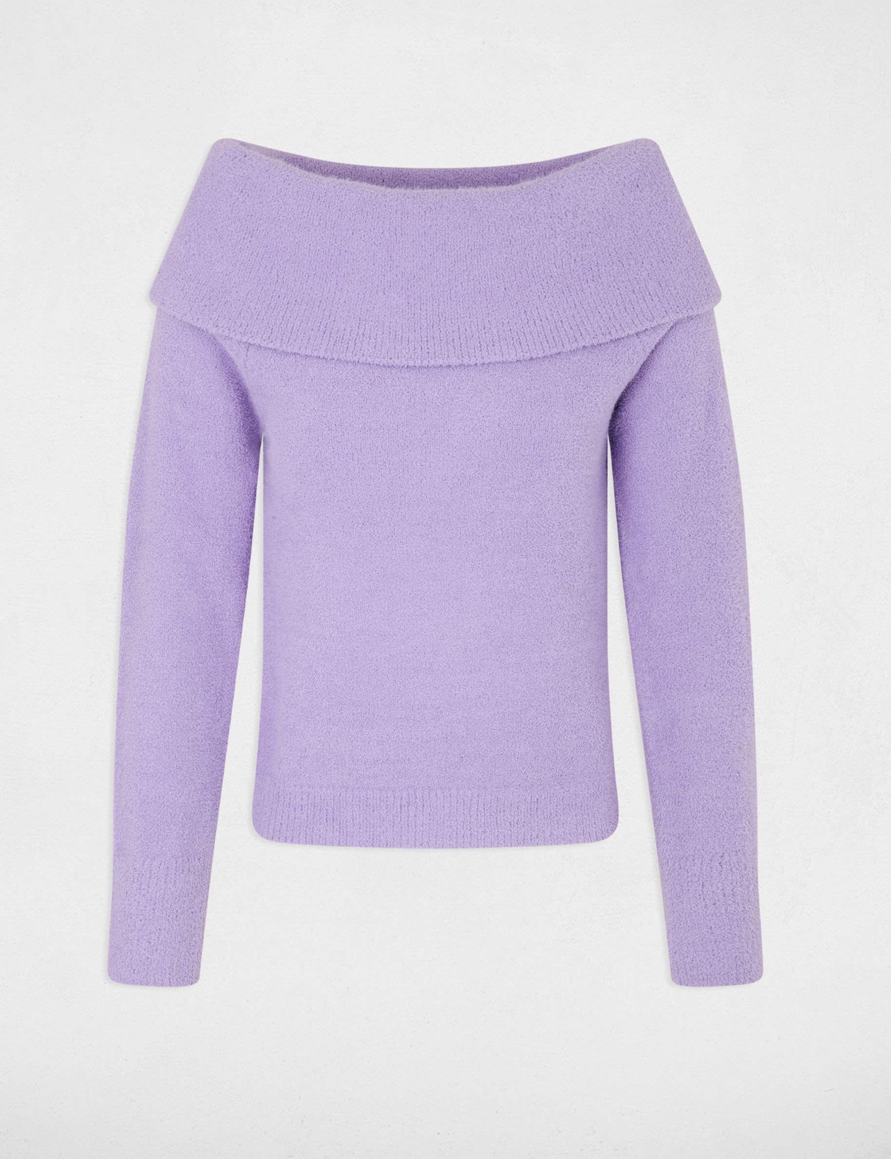 Pull col bardot parme femme