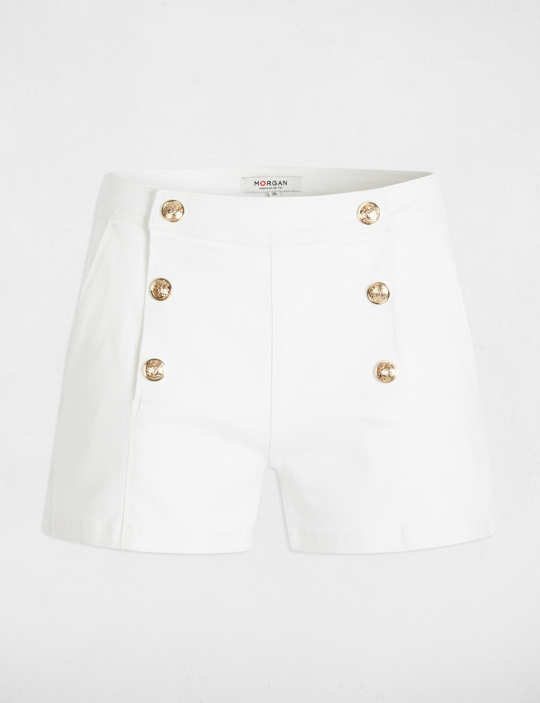 short en jean boutons blanc femme Short en jean boutons blanc femme