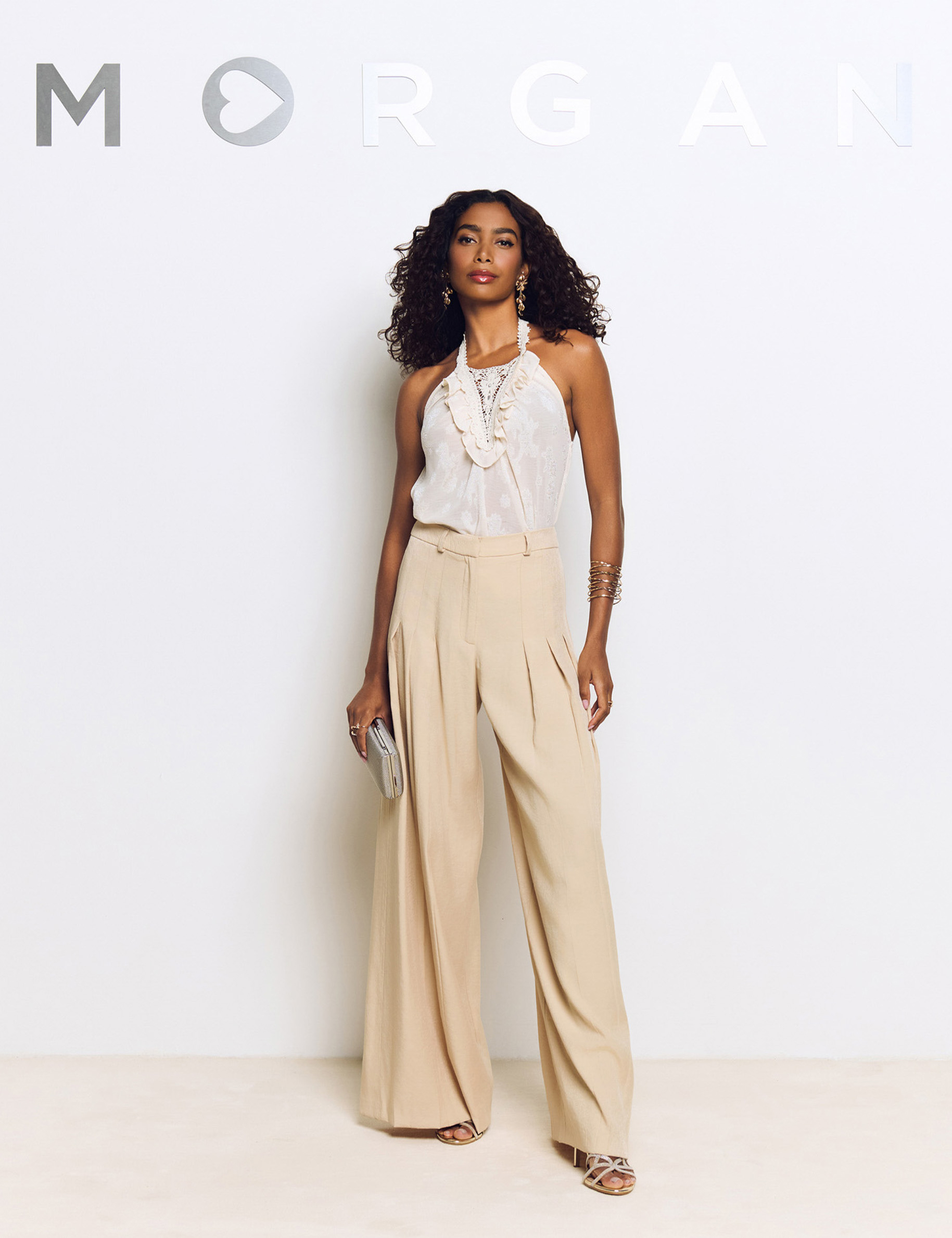 top met kantdetail creme vrouw Top met kantdetail creme vrouw