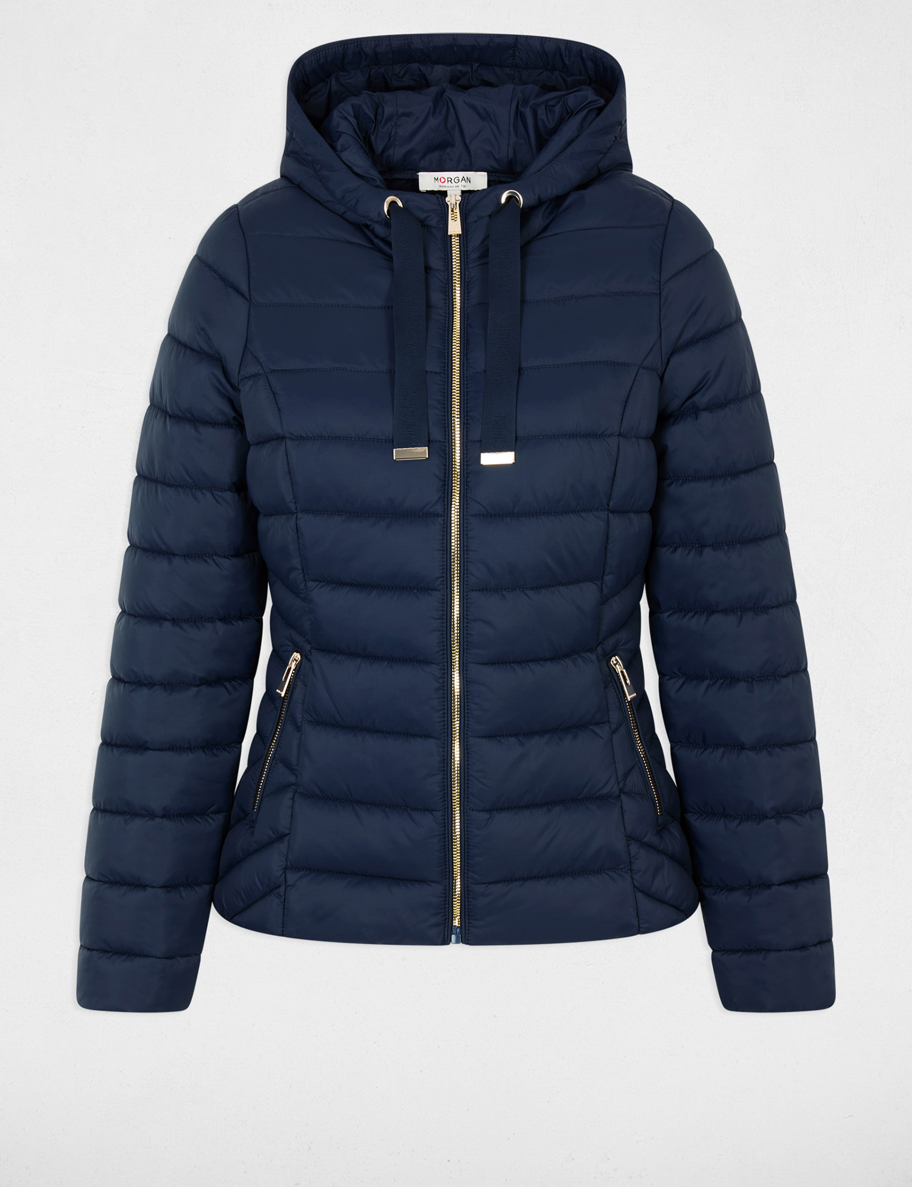 Doudoune &agrave; capuche bleu marine femme