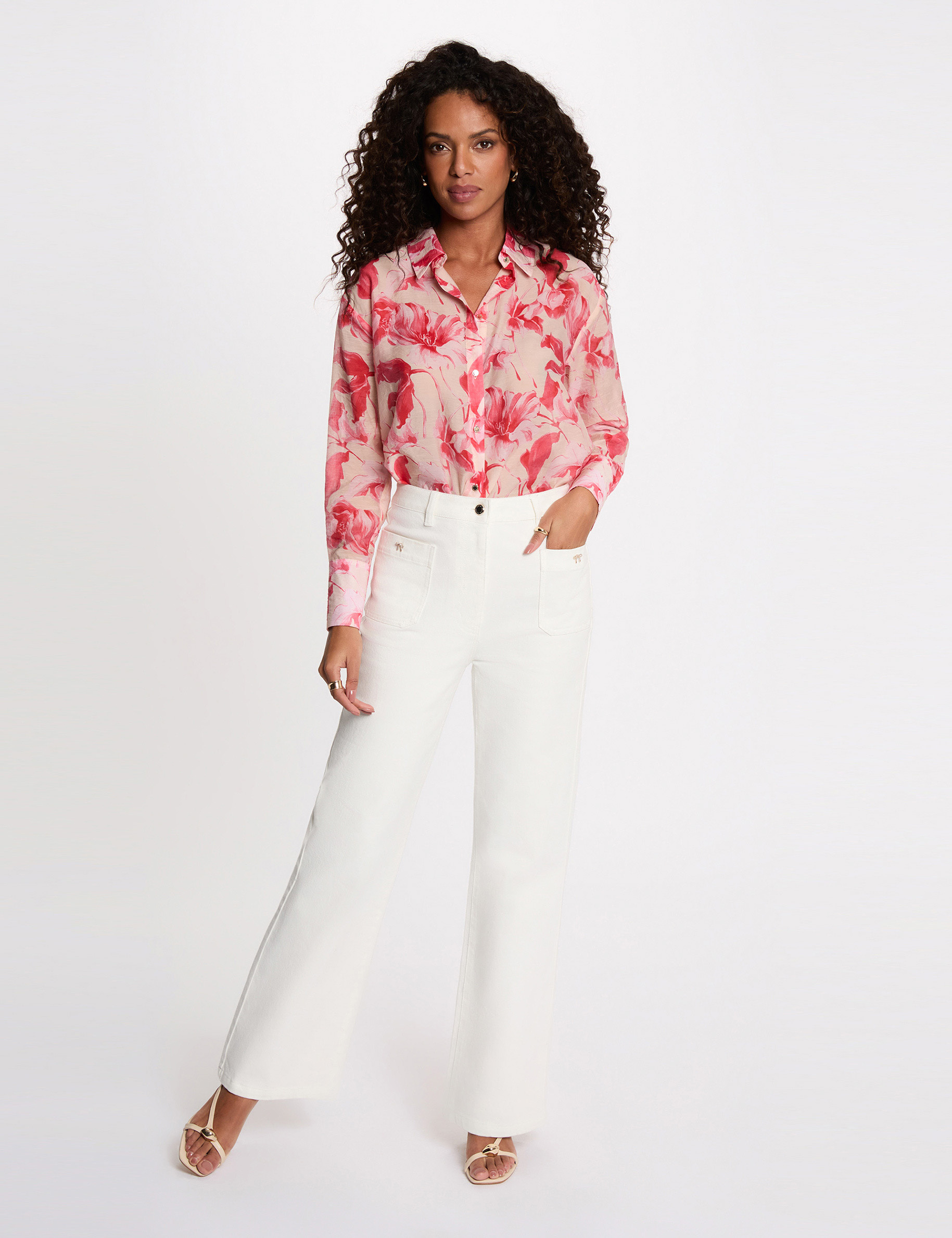 Chemise col &agrave; revers multicolore femme