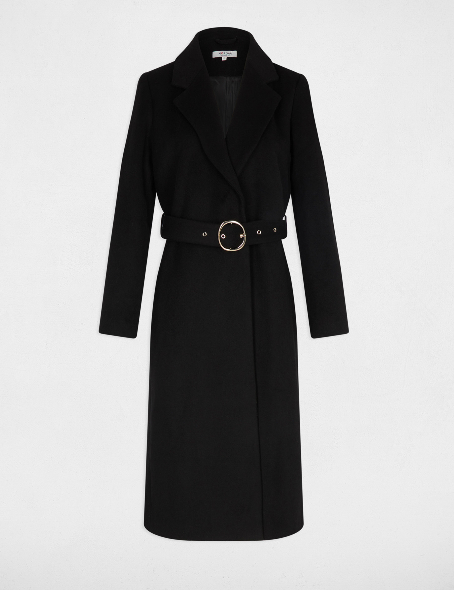 manteau long ceinture noir femme Manteau long ceinturé noir femme