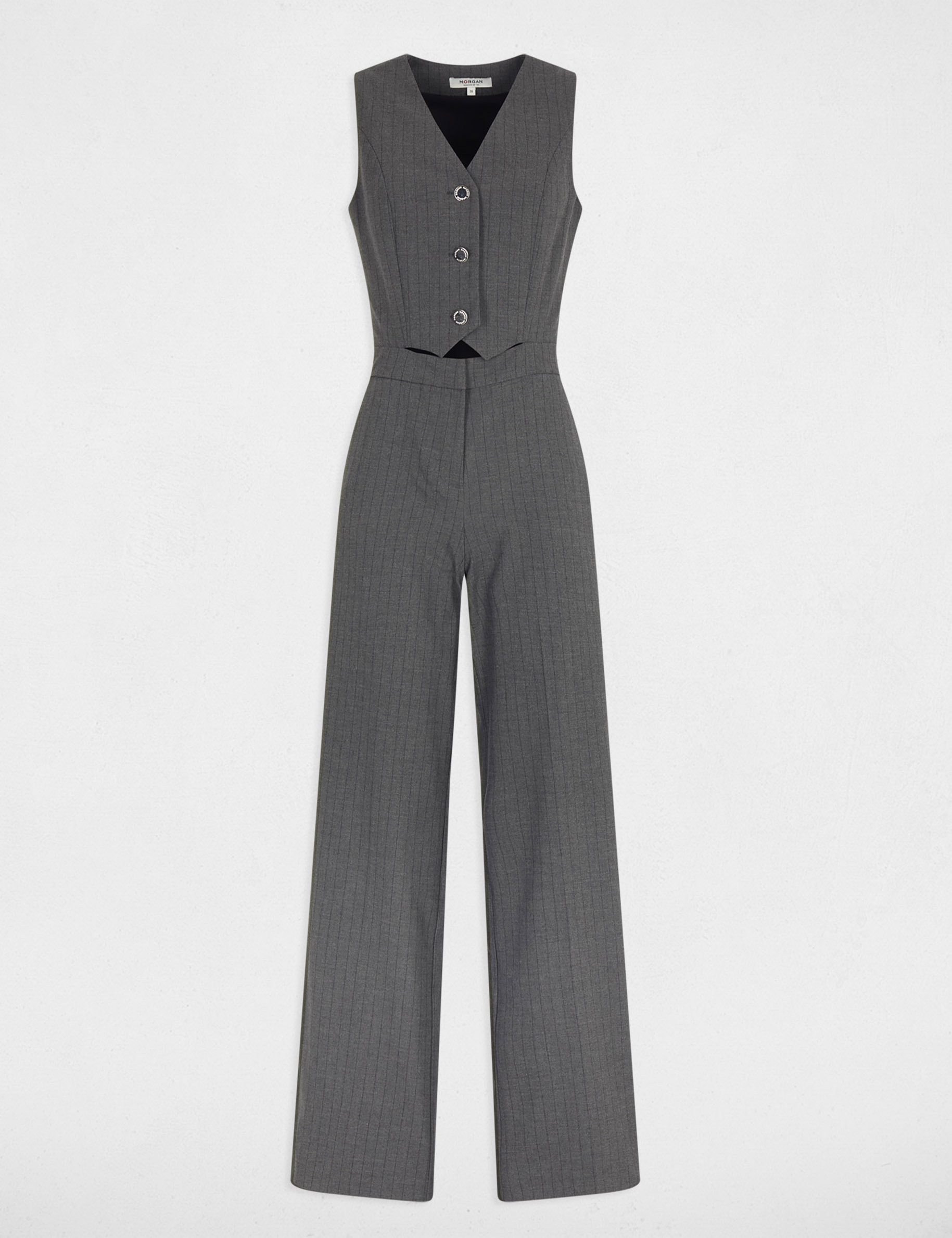 Combinaison fluide sans manches gris moyen femme