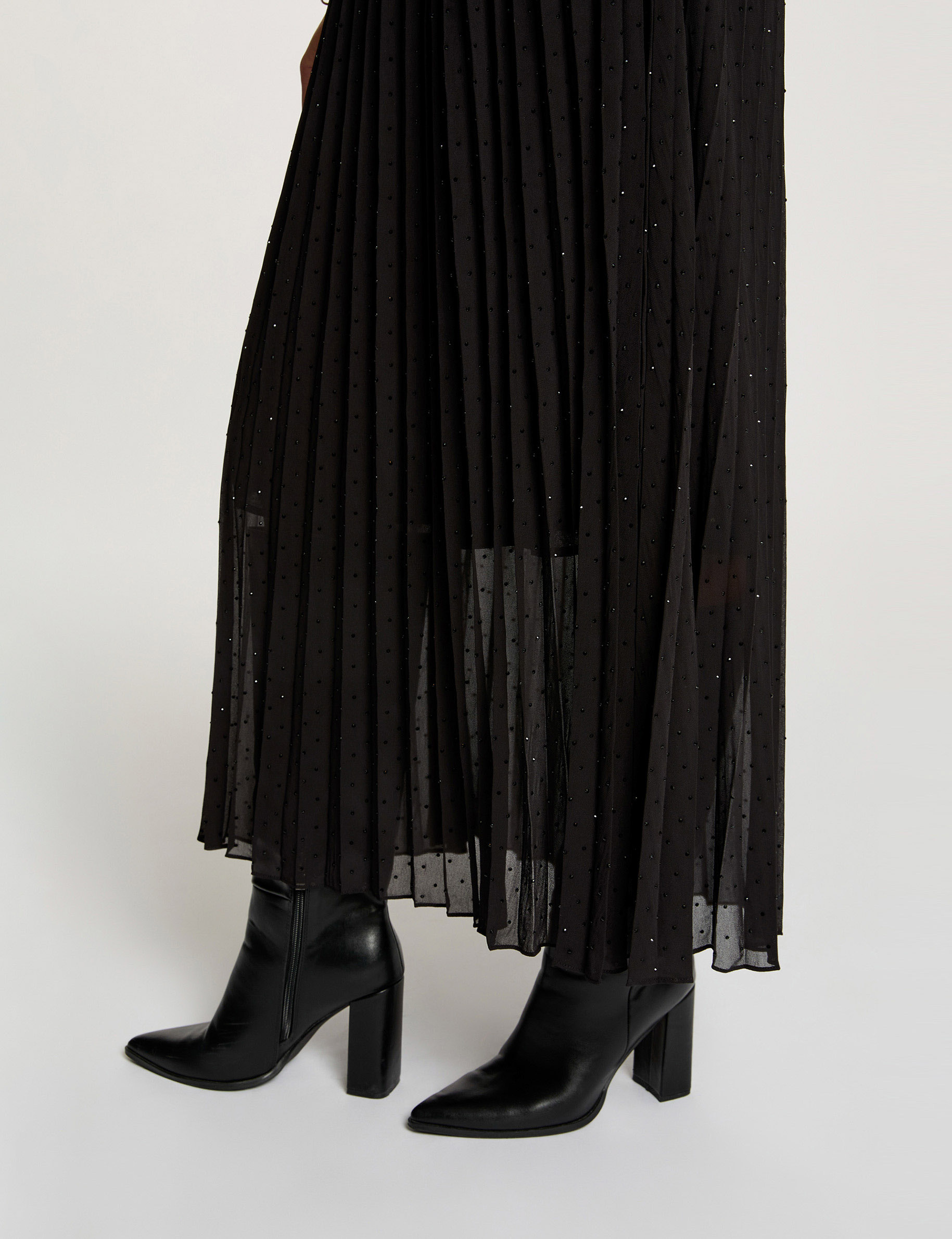 Jupe longue strass noir femme