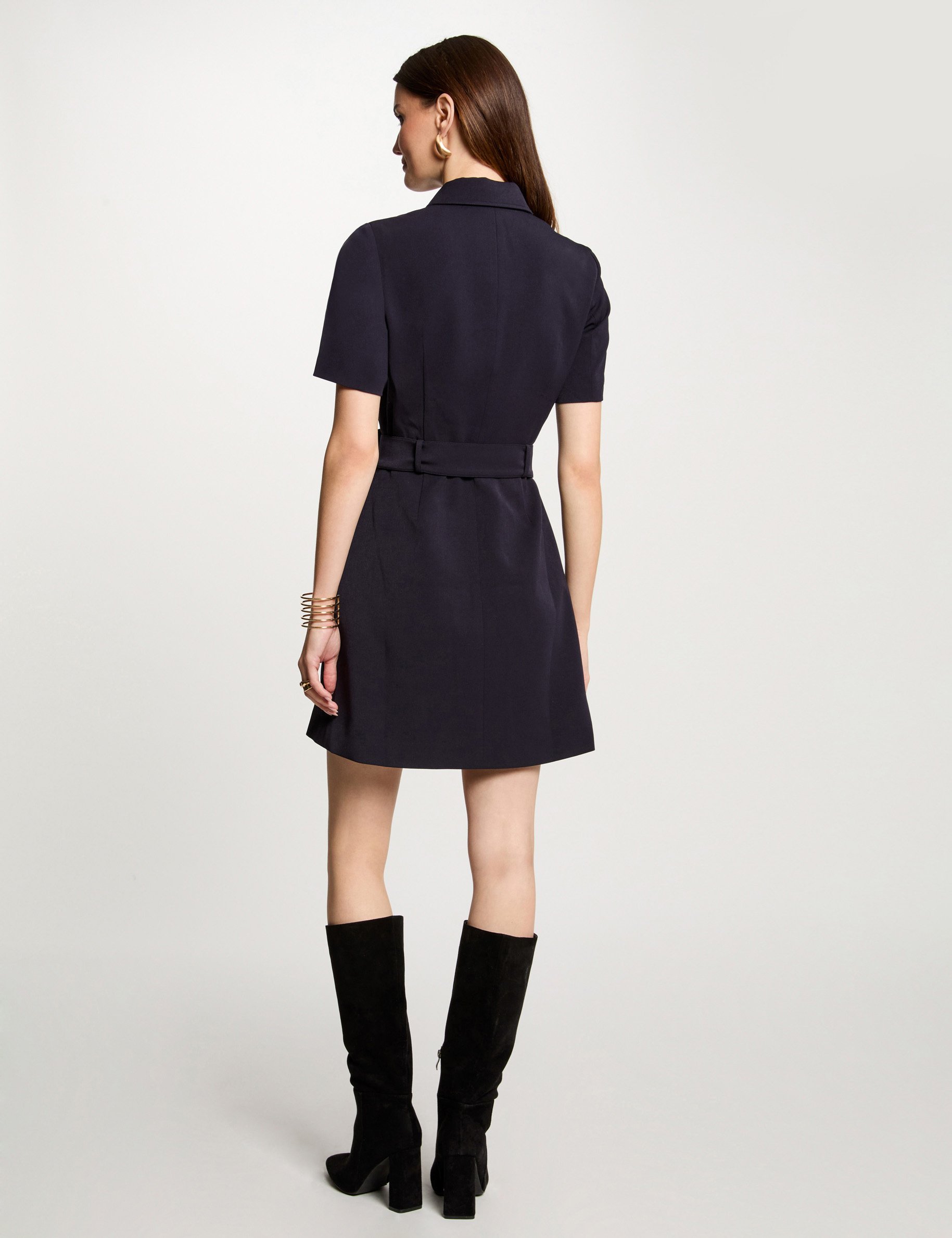 aangesloten korte jurk met rits marineblauw vrouw Aangesloten korte jurk met rits marineblauw vrouw
