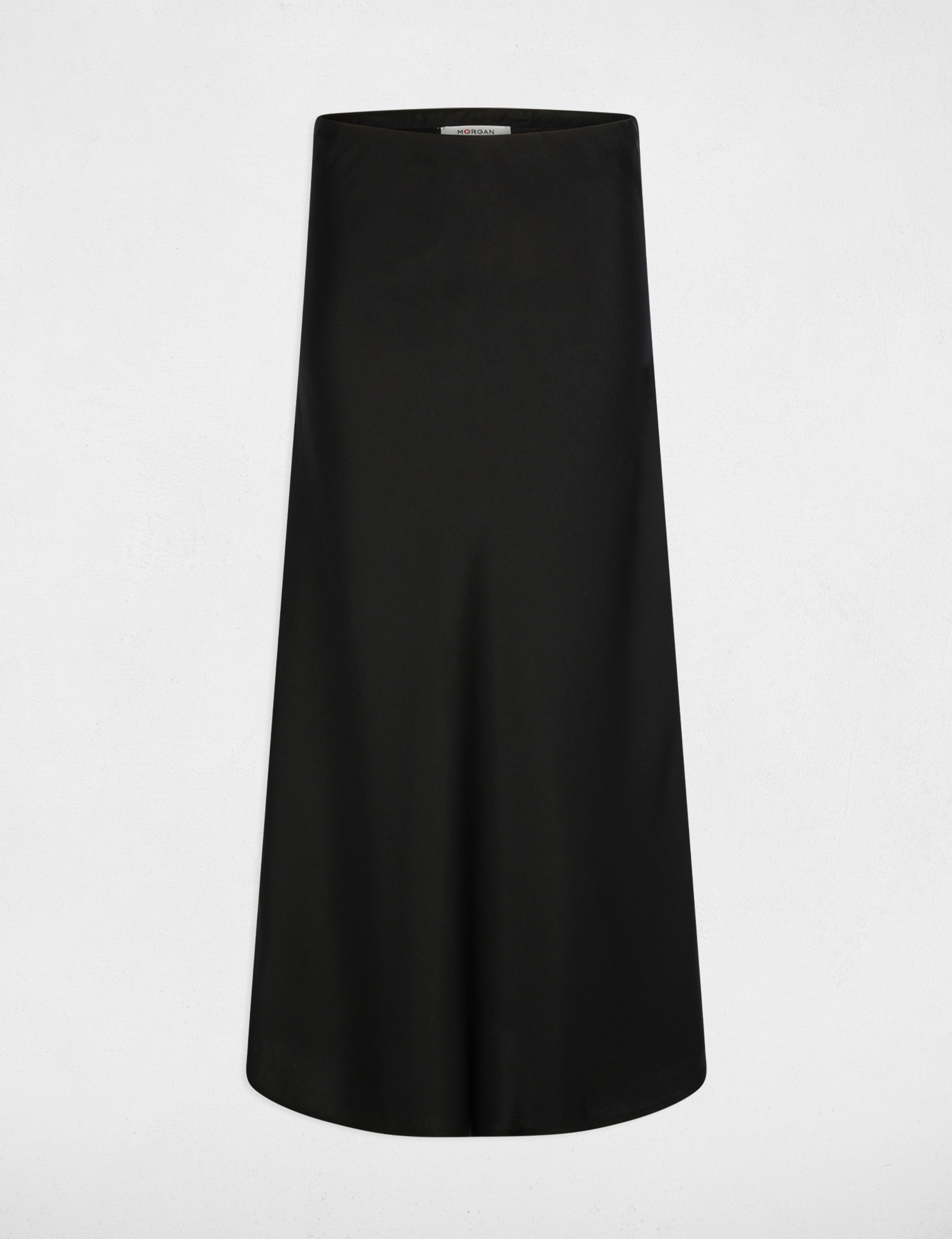 Jupe longue satinée noir femme