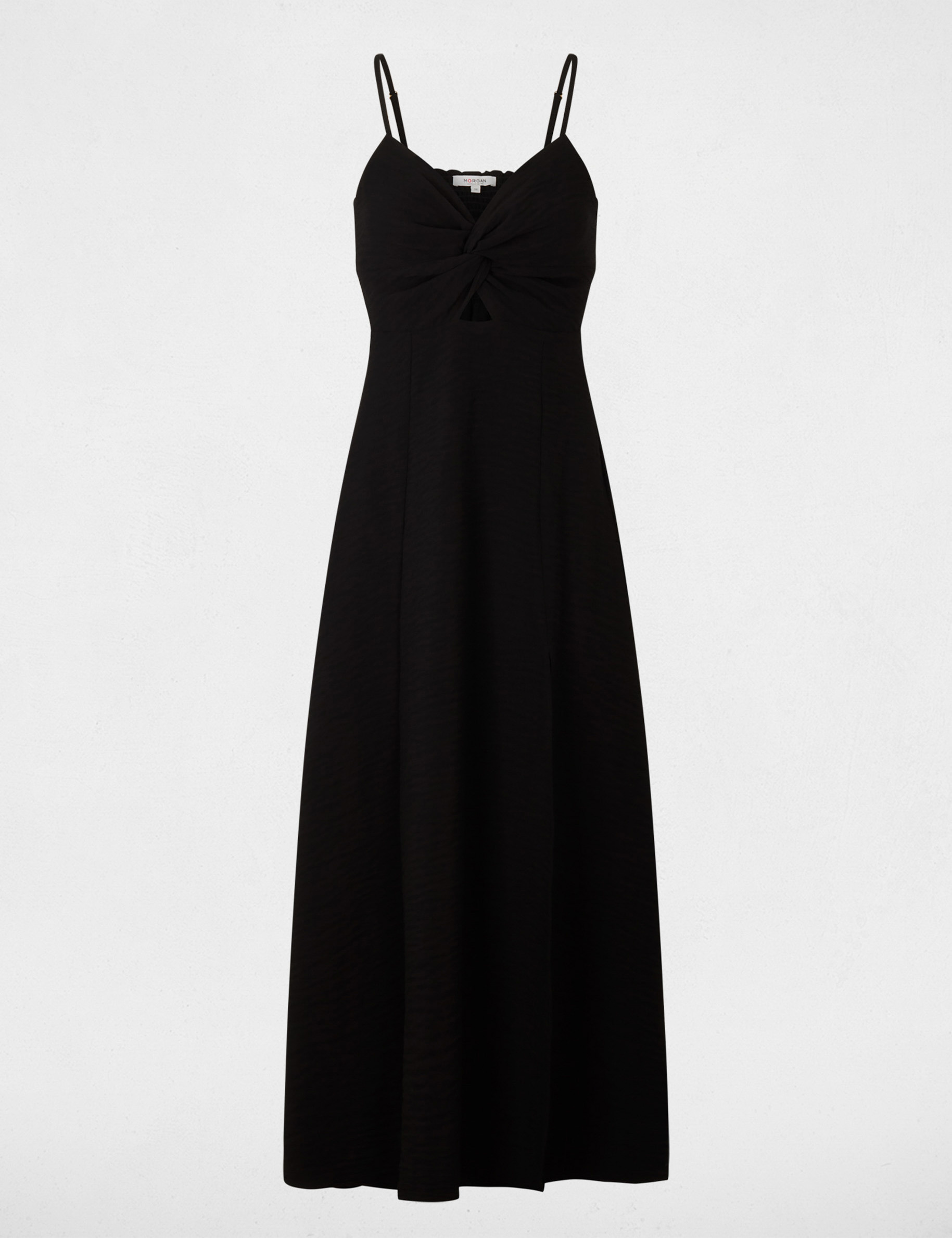 Robe longue col v noir femme