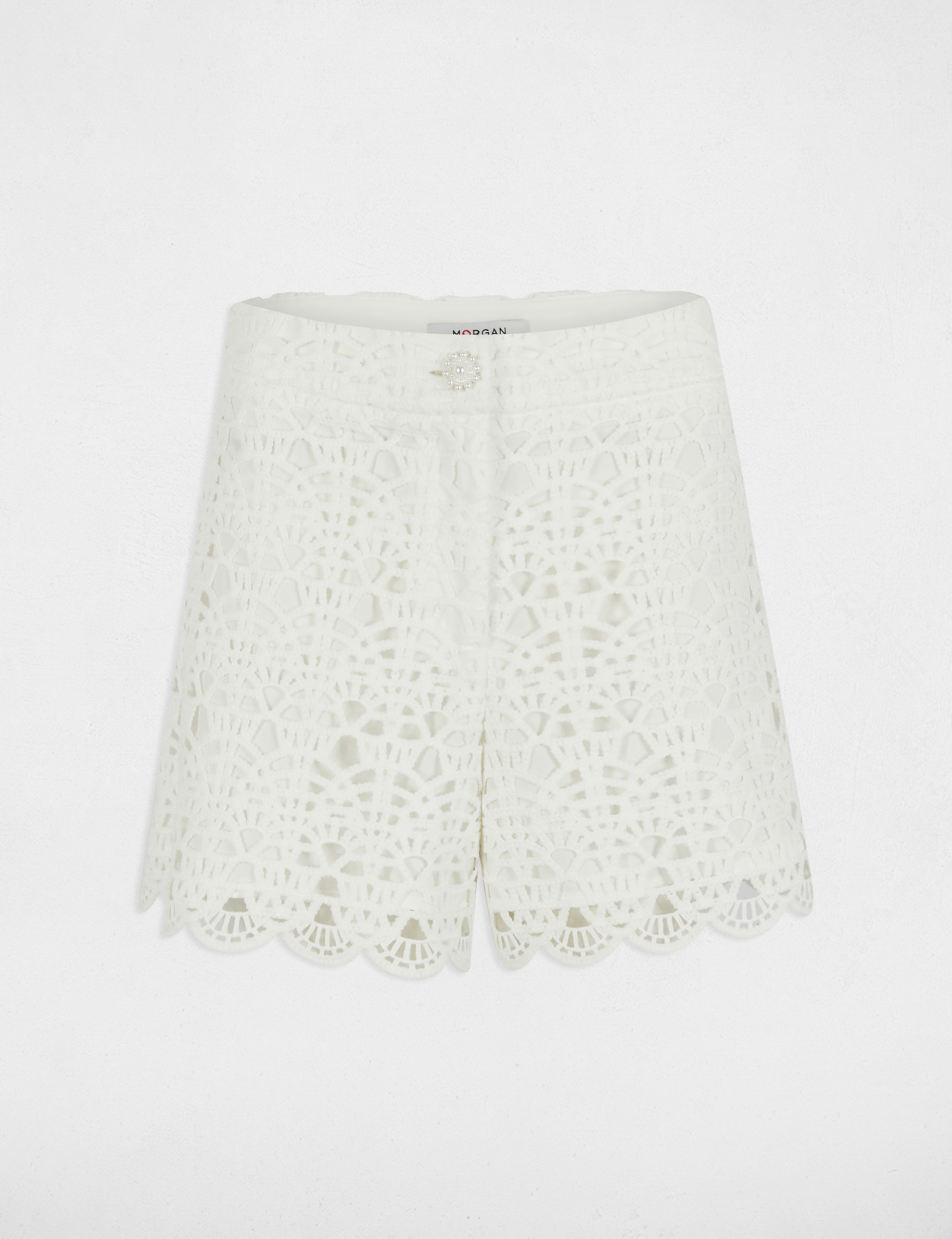 wijde kanten short helder wit vrouw Wijde kanten short helder wit vrouw