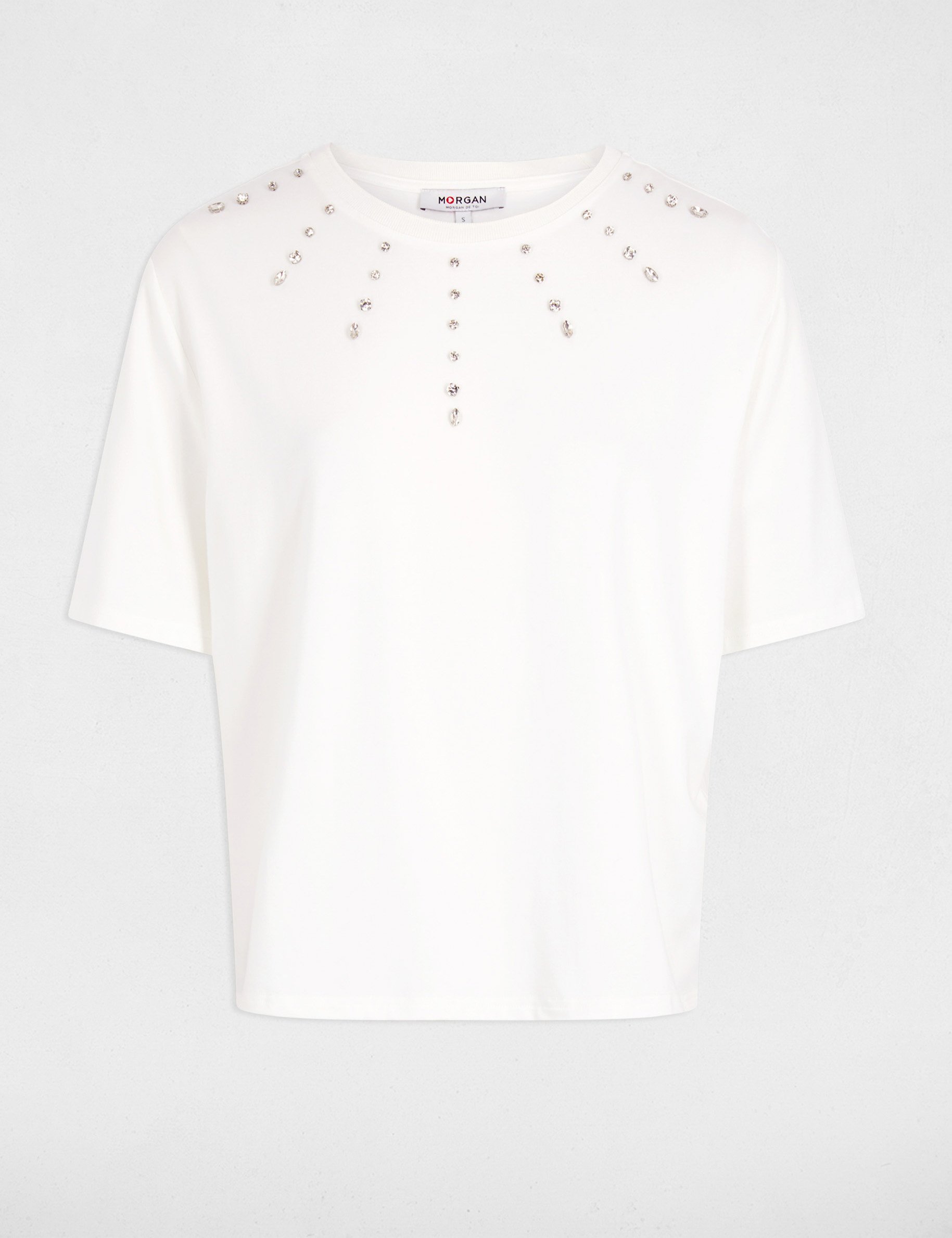 Recht T-shirt met korte mouwen helder wit vrouw