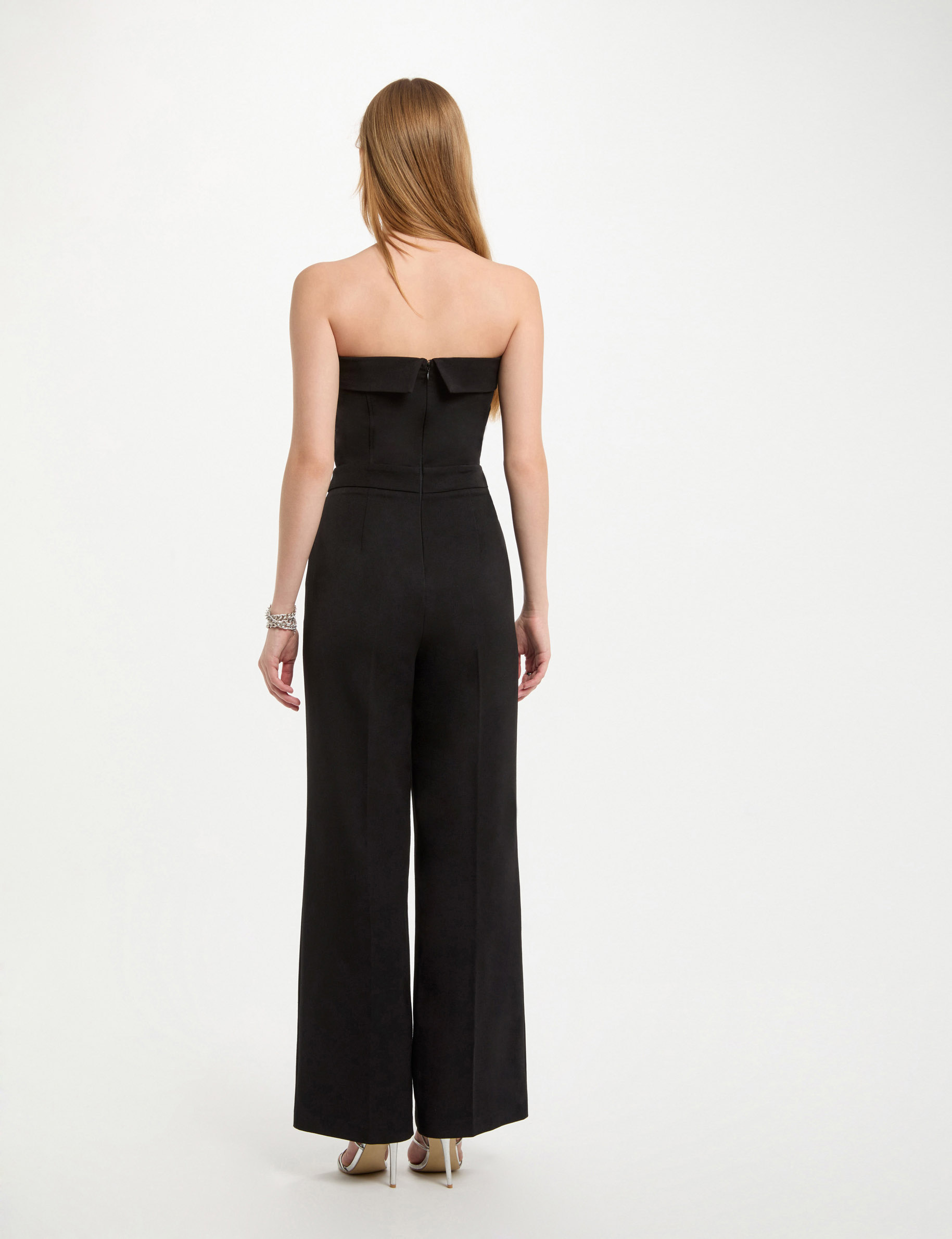 combinaison longue col bustier noir femme zwart vrouw