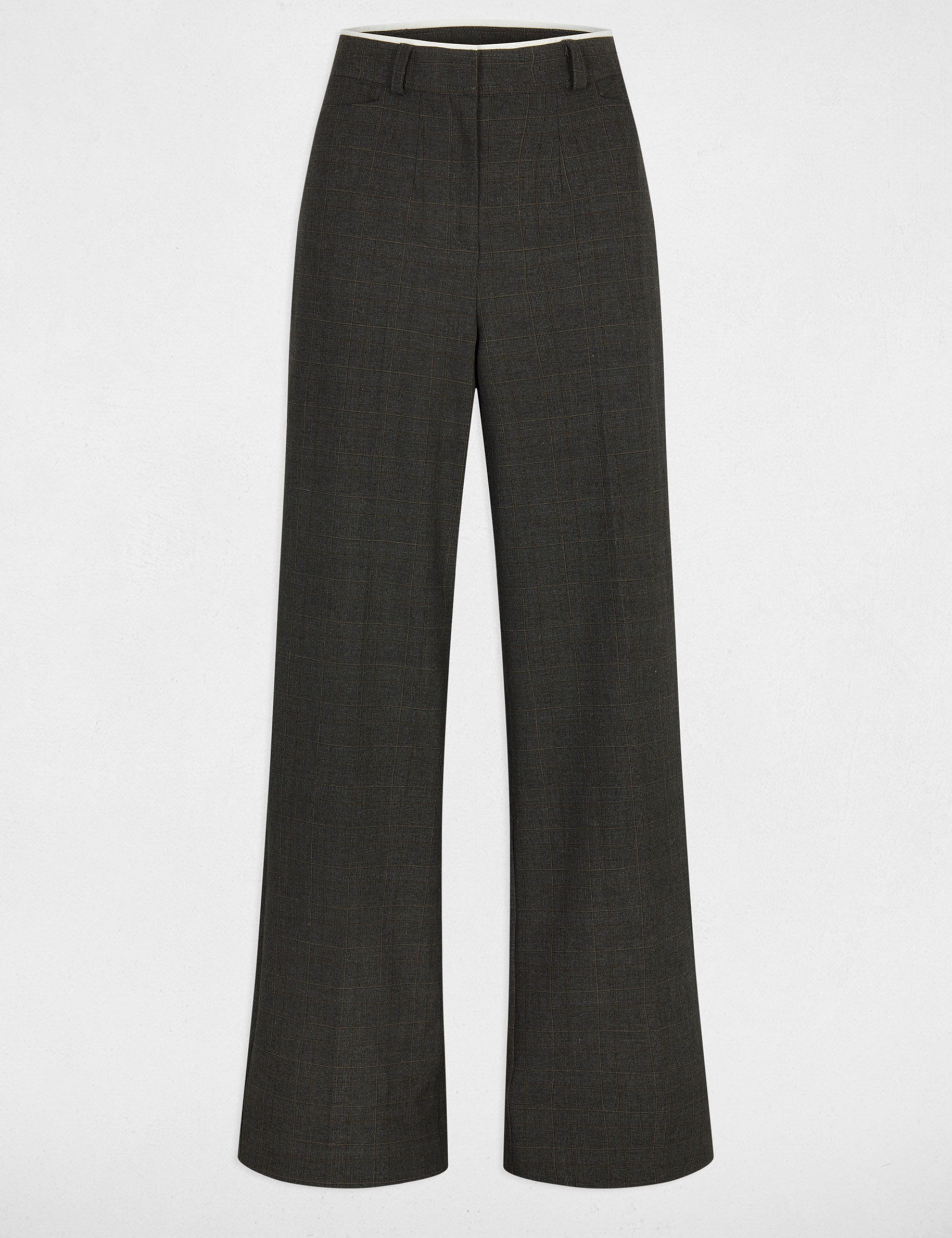 pantalon large taille haute gris moyen femme Pantalon large taille haute gris moyen femme