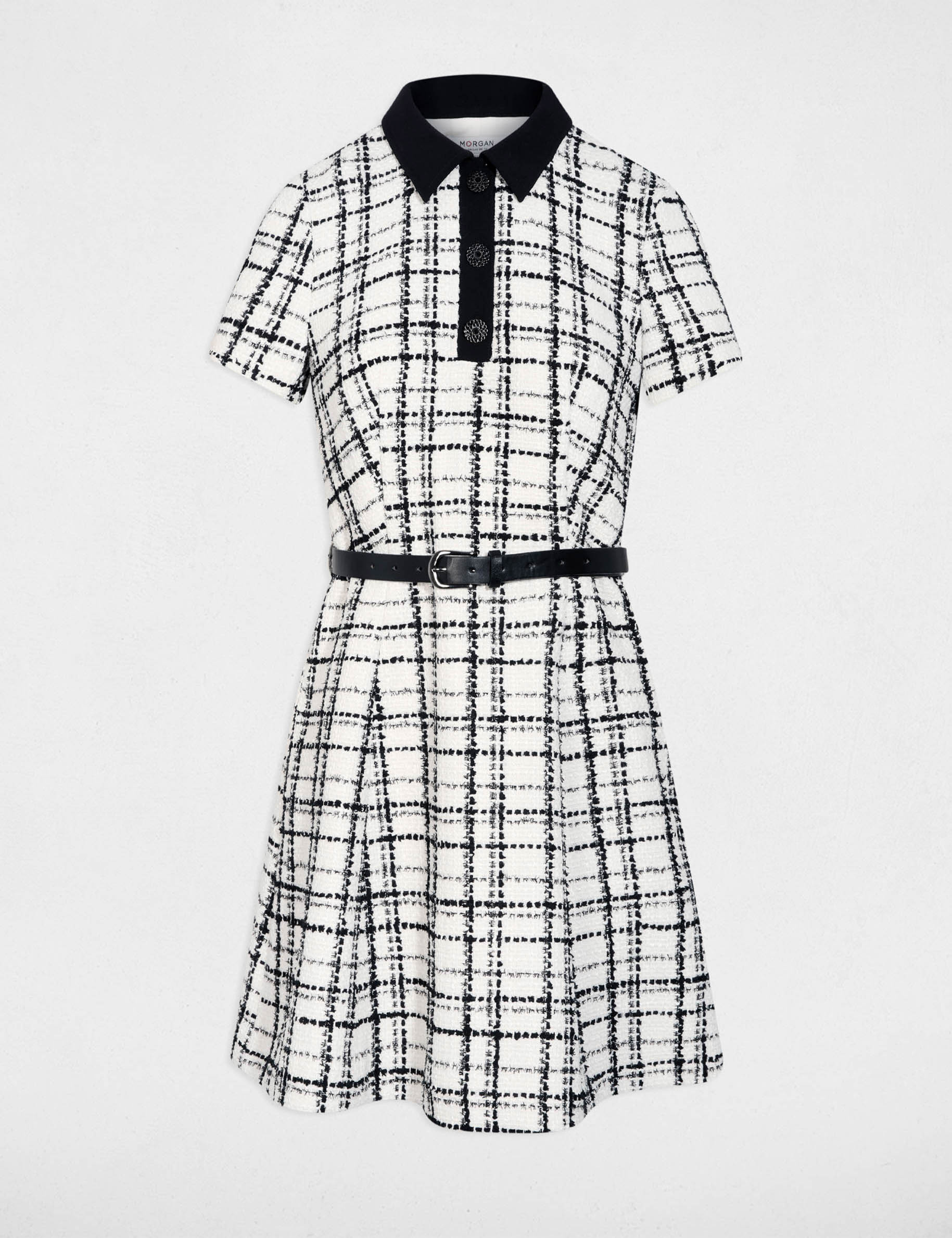 Korte, uitlopende jurk meerkleurig vrouw