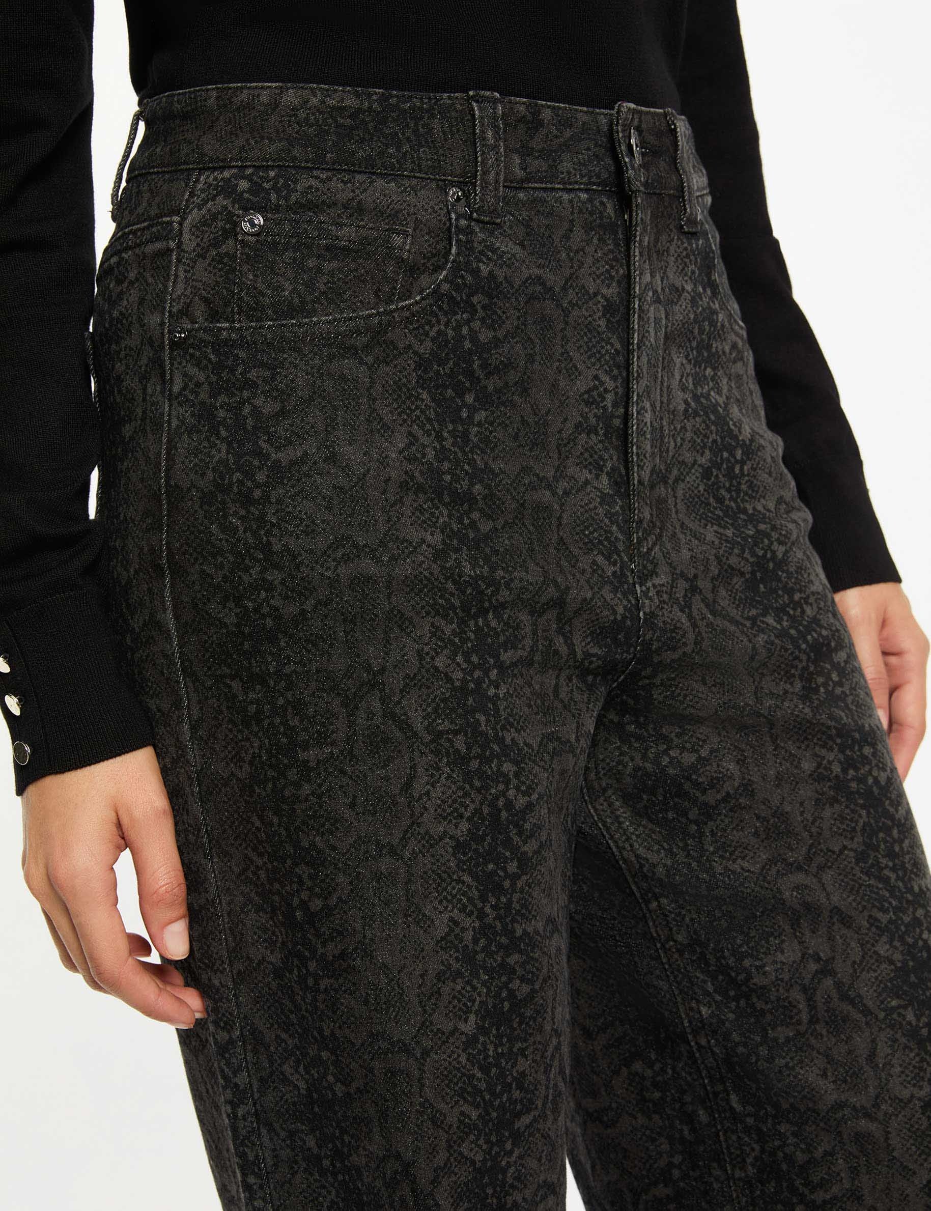 Jean large taille haute multicolore femme