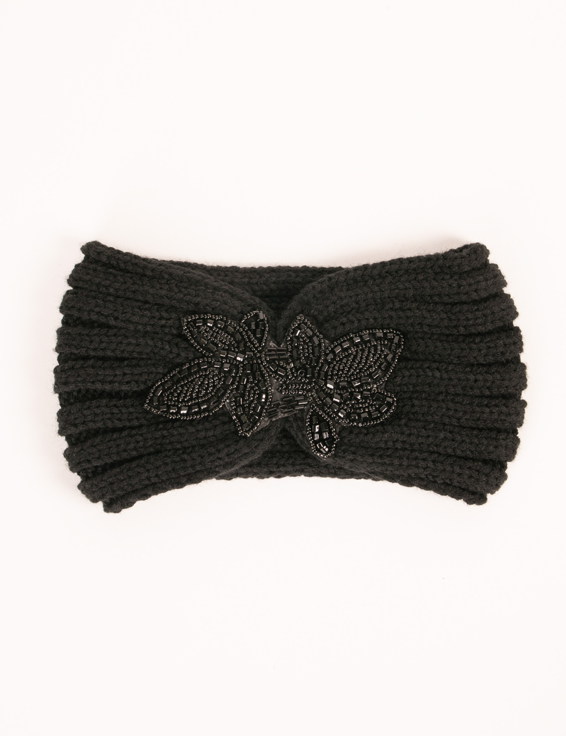 bandeau avec detail en perles noir femme zwart vrouw