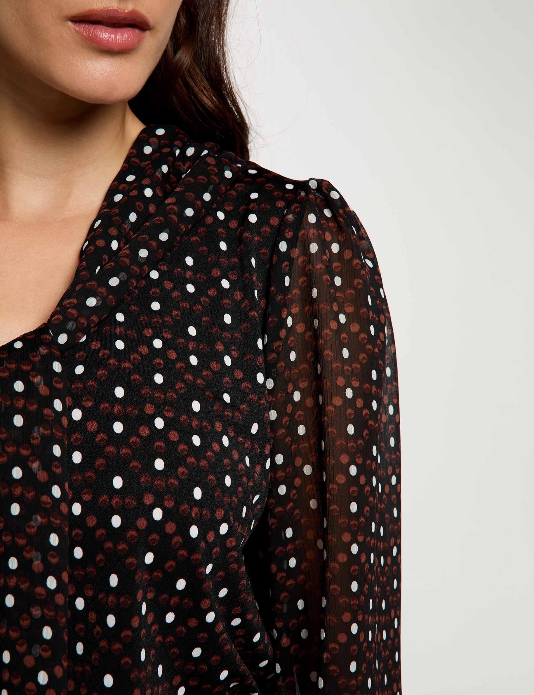 Blouse van voile met lavalli&egrave;rekraag meerkleurig vrouw