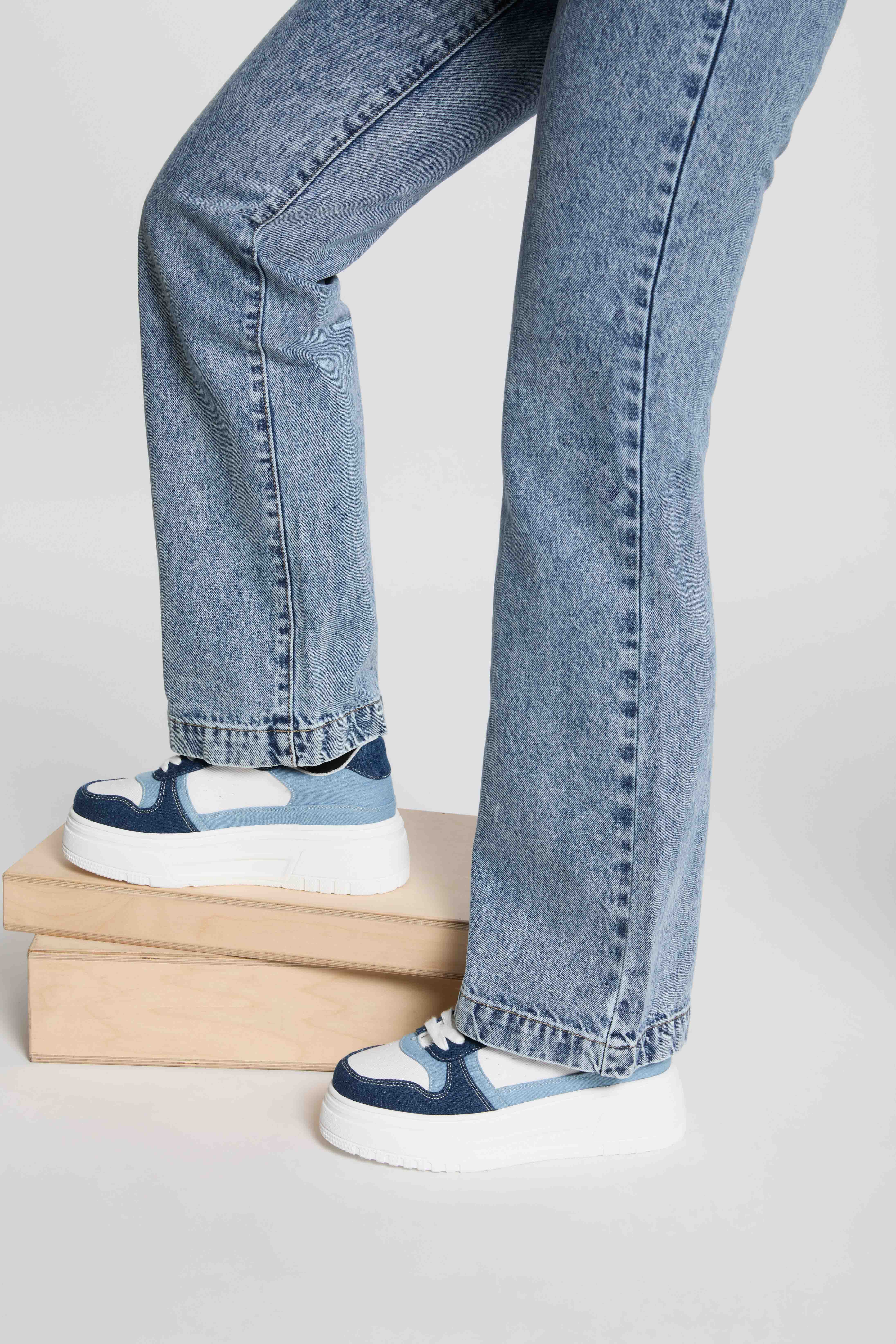 sneakers met sleehak helder wit vrouw Sneakers met sleehak helder wit vrouw
