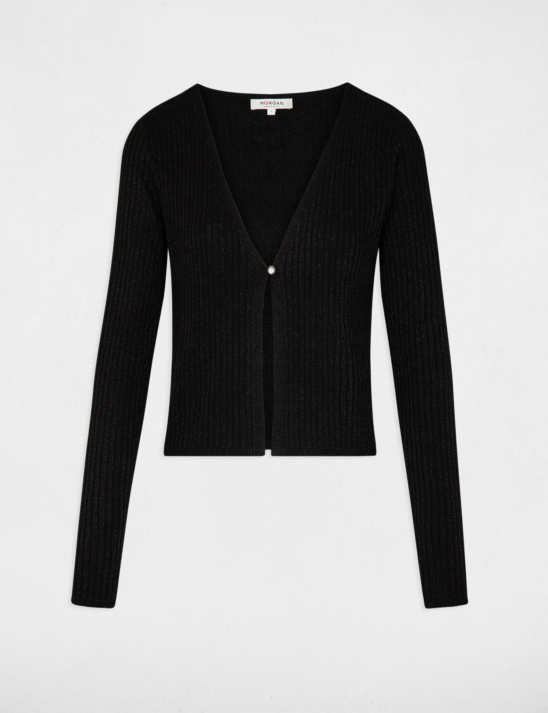 gilet manches longues col en v noir femme Gilet manches longues col en V noir femme
