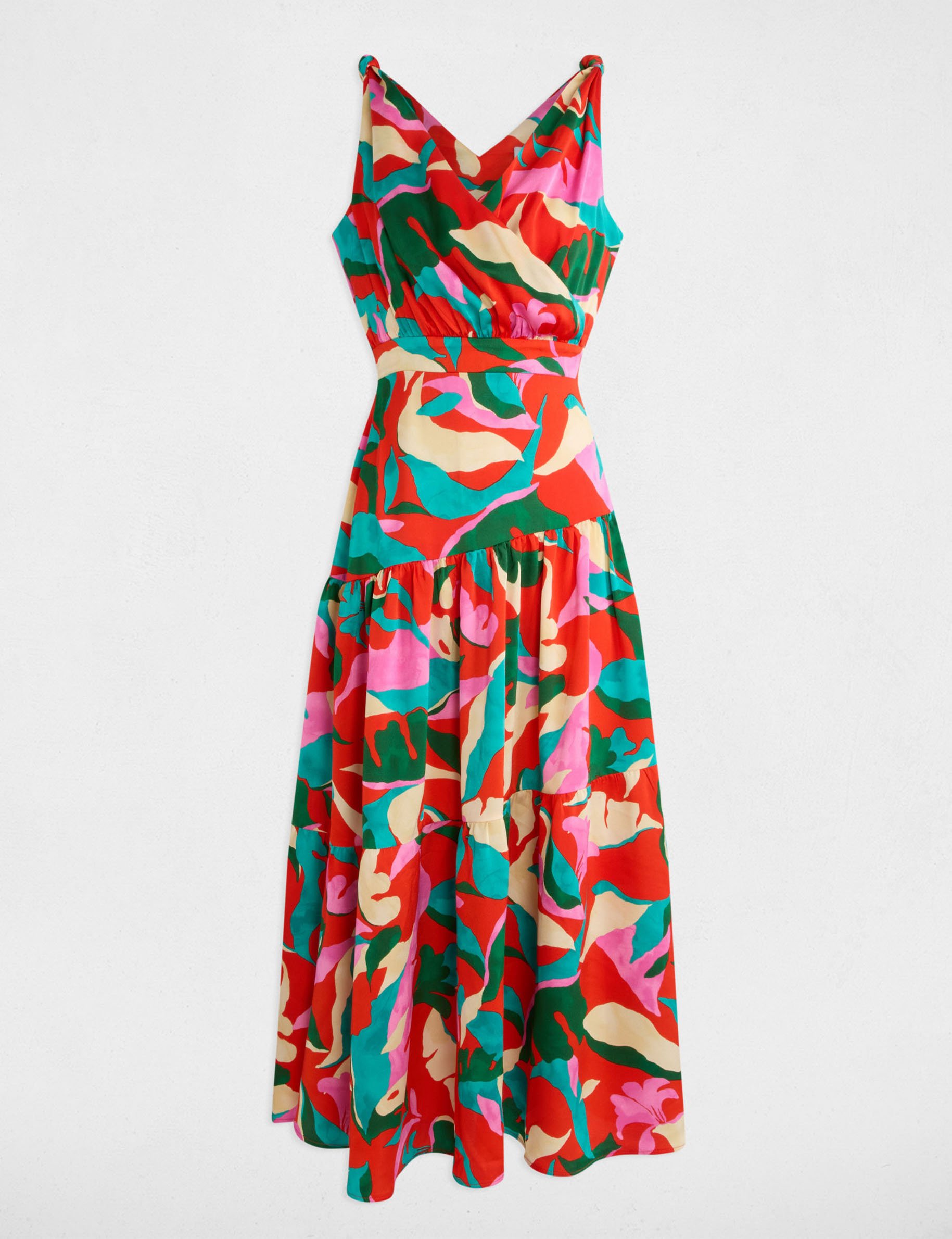 Robe longue droite imprimée multicolore femme