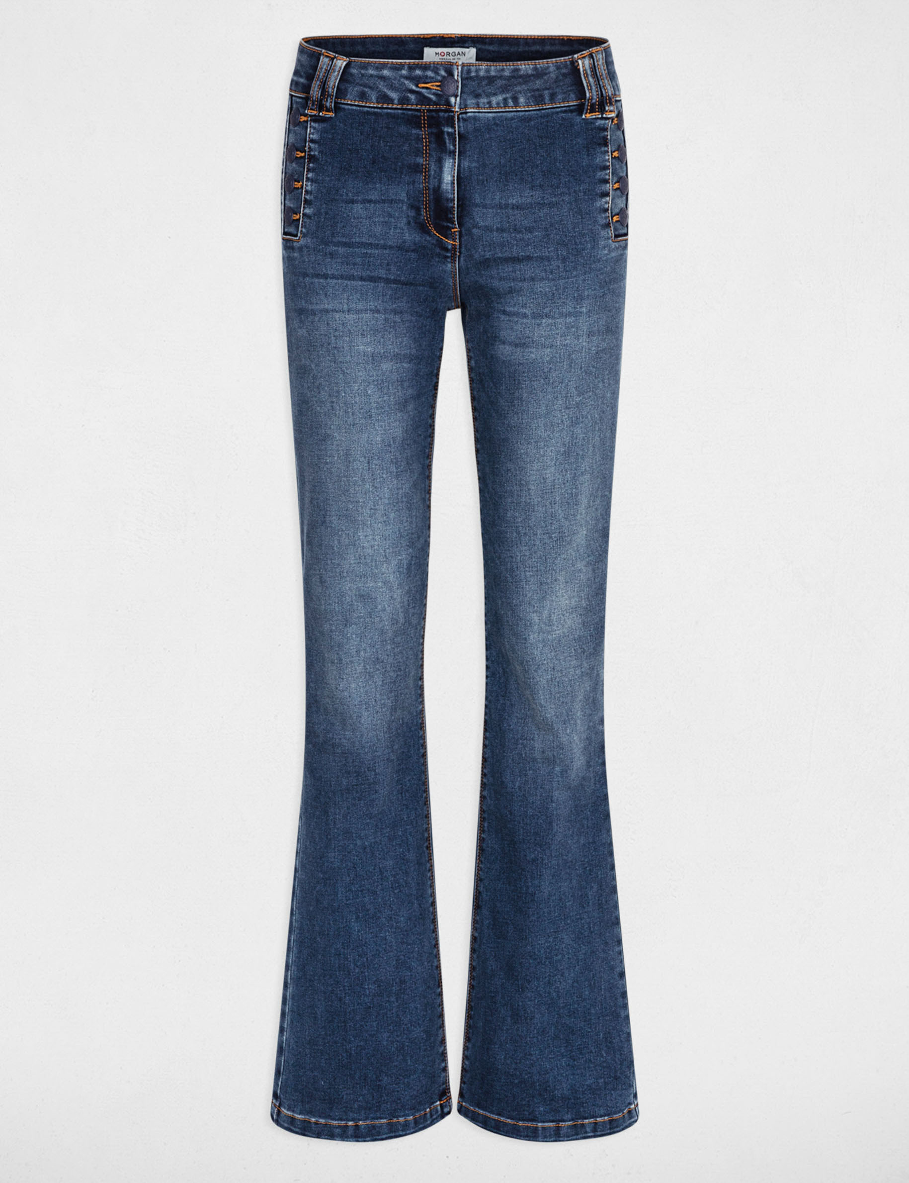jeans flare a pont denim stone femme Jeans flare à pont denim stone femme