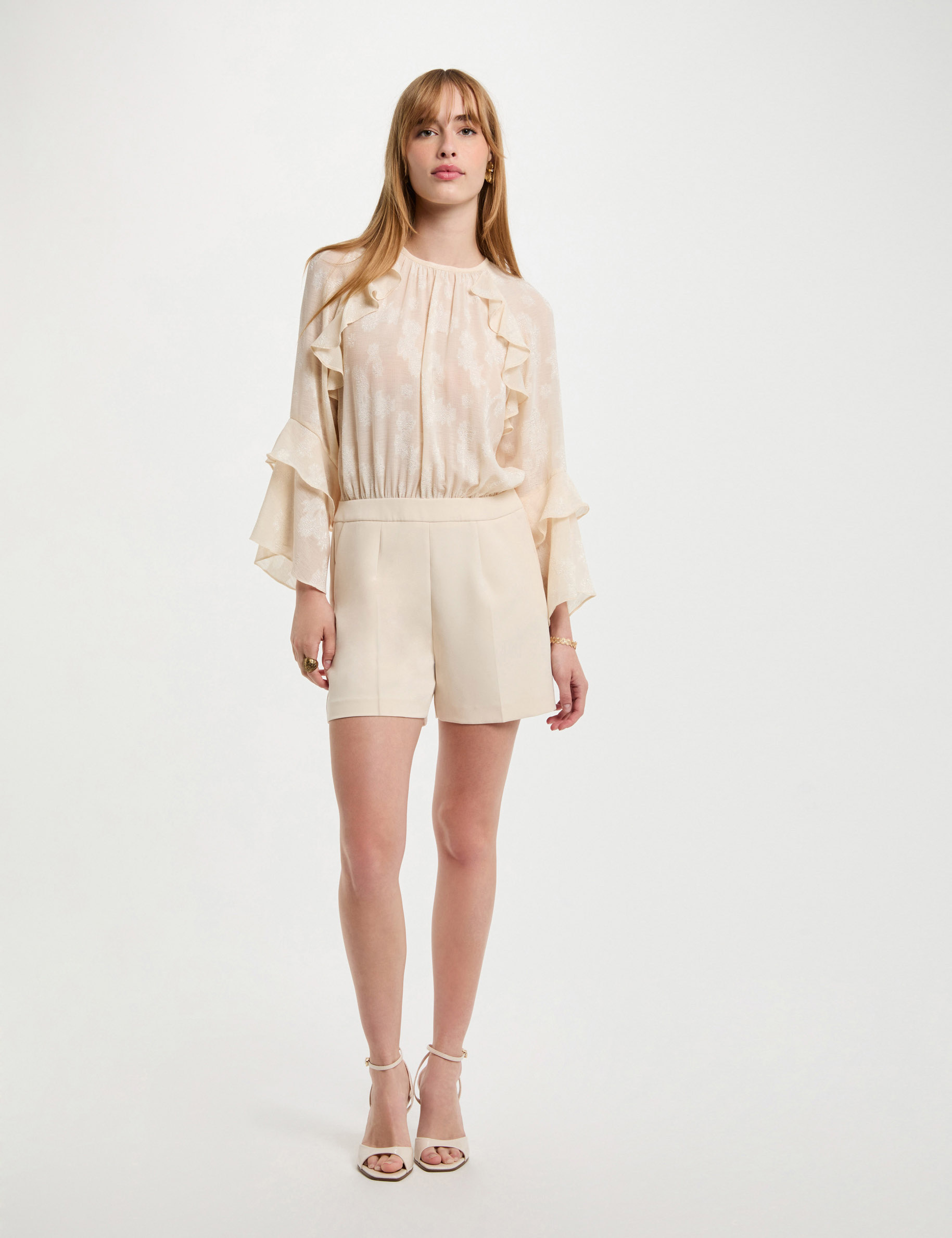 combishort a volants creme femme Combishort à volants creme femme
