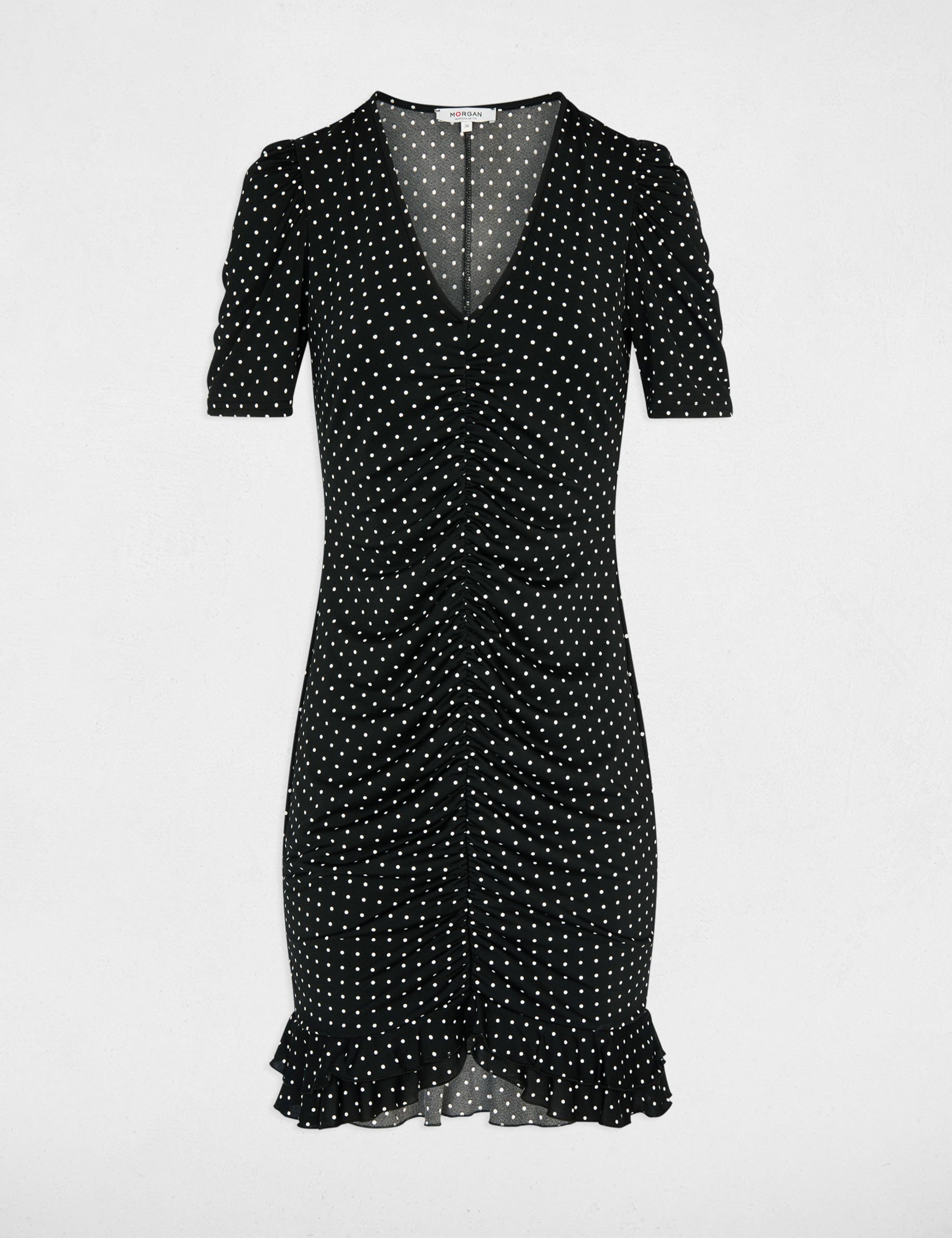 Robe courte manches bouffantes noir femme