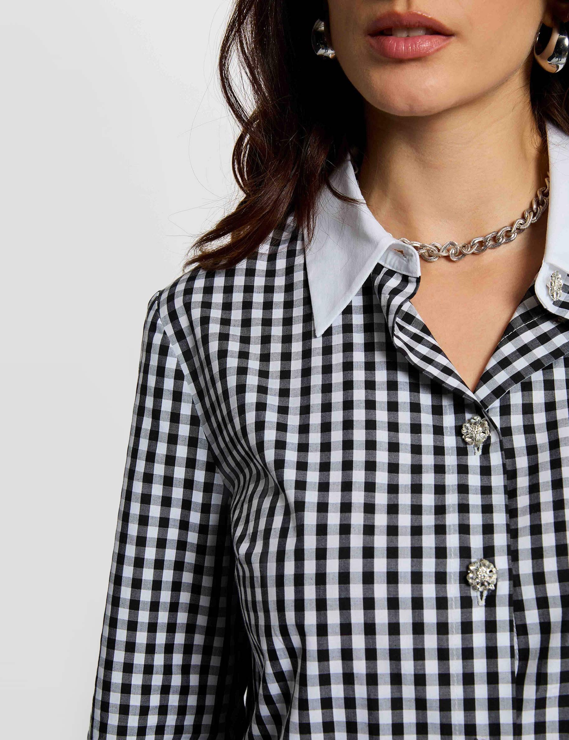 Chemise col contrastant multicolore femme